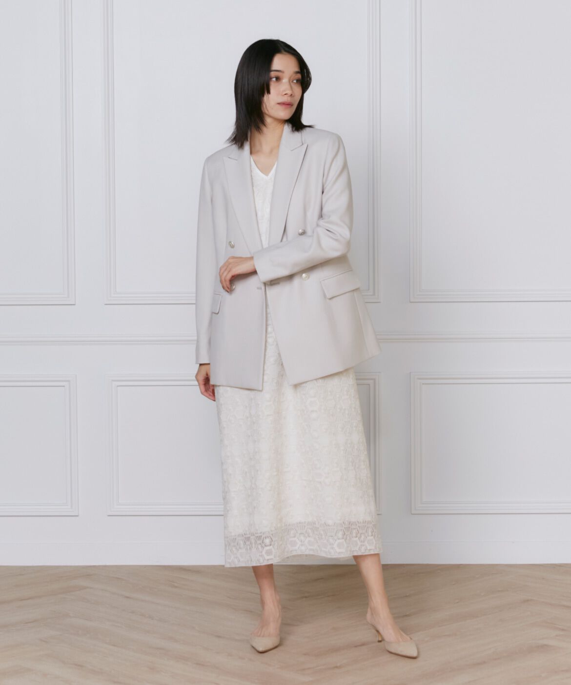 INED「《大きいサイズ》ダブルブレストジャケット」|テーラードジャケット|