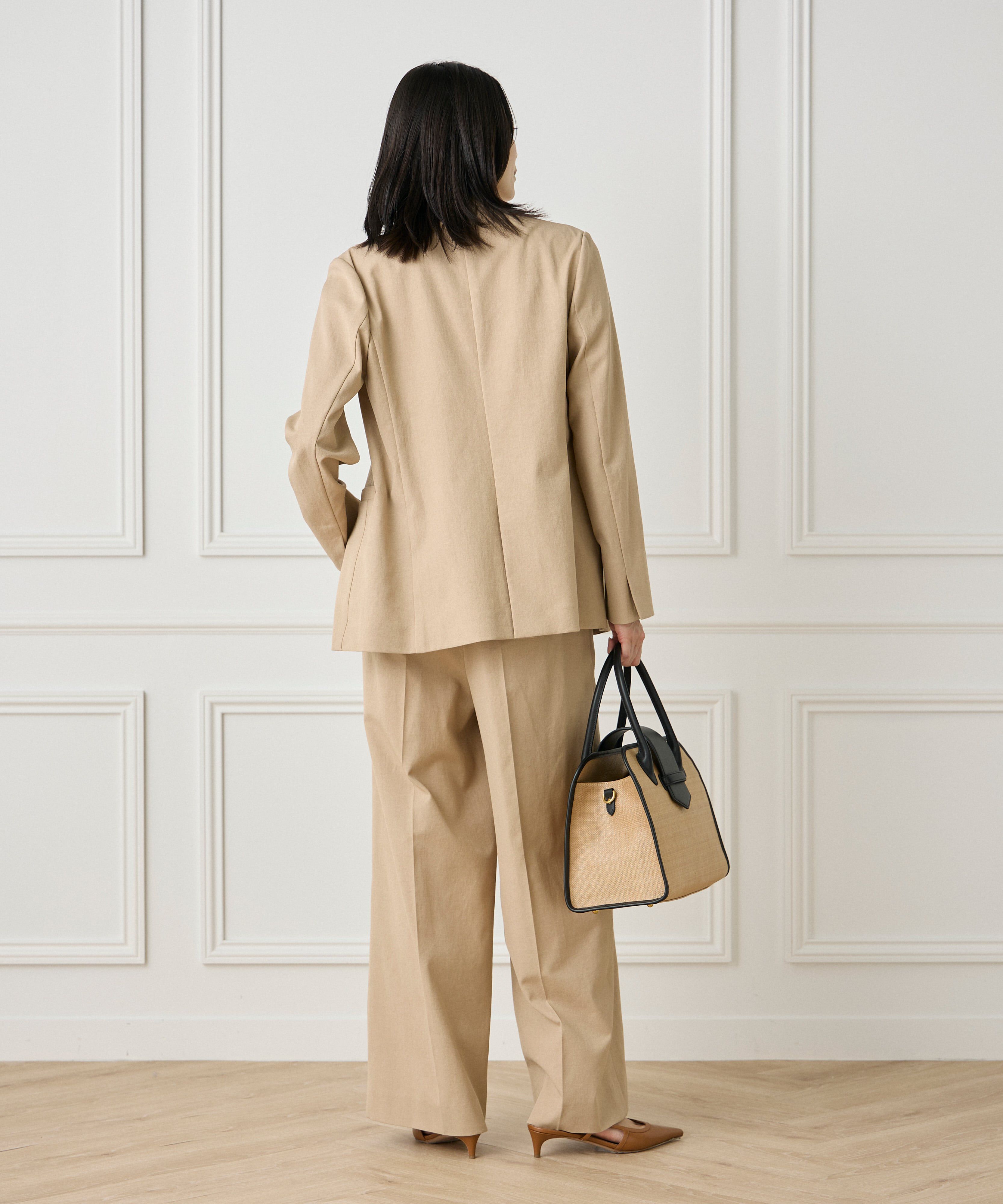 INED「《大きいサイズ》綿麻セミワイドパンツ」|その他|