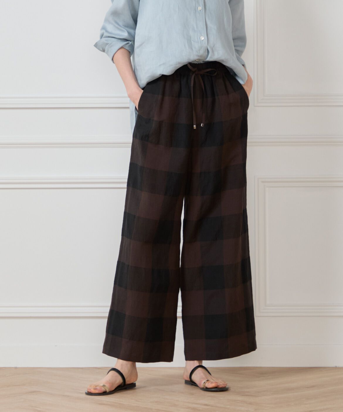 7-IDconcept.「ブロックチェックイージーパンツ」|その他|ブラウン