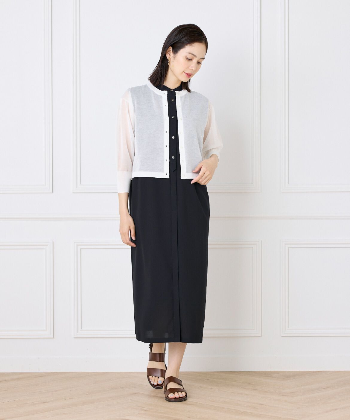 INED「シアーニットカーディガン」|カーディガン|