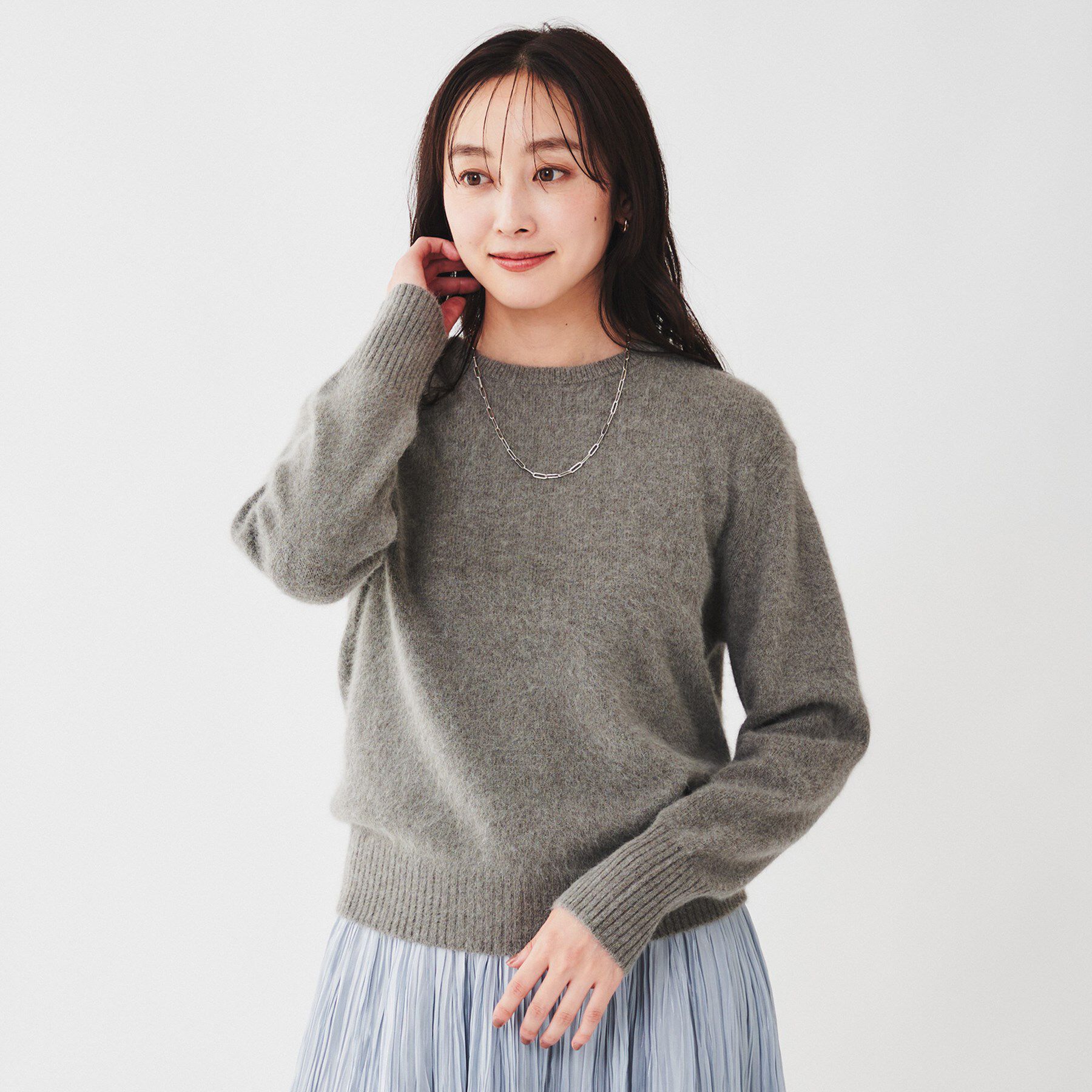 UNTITLED「ウールフォックス クルーネックプルオーバーニット」|ニット・セーター|ブラウン(040)