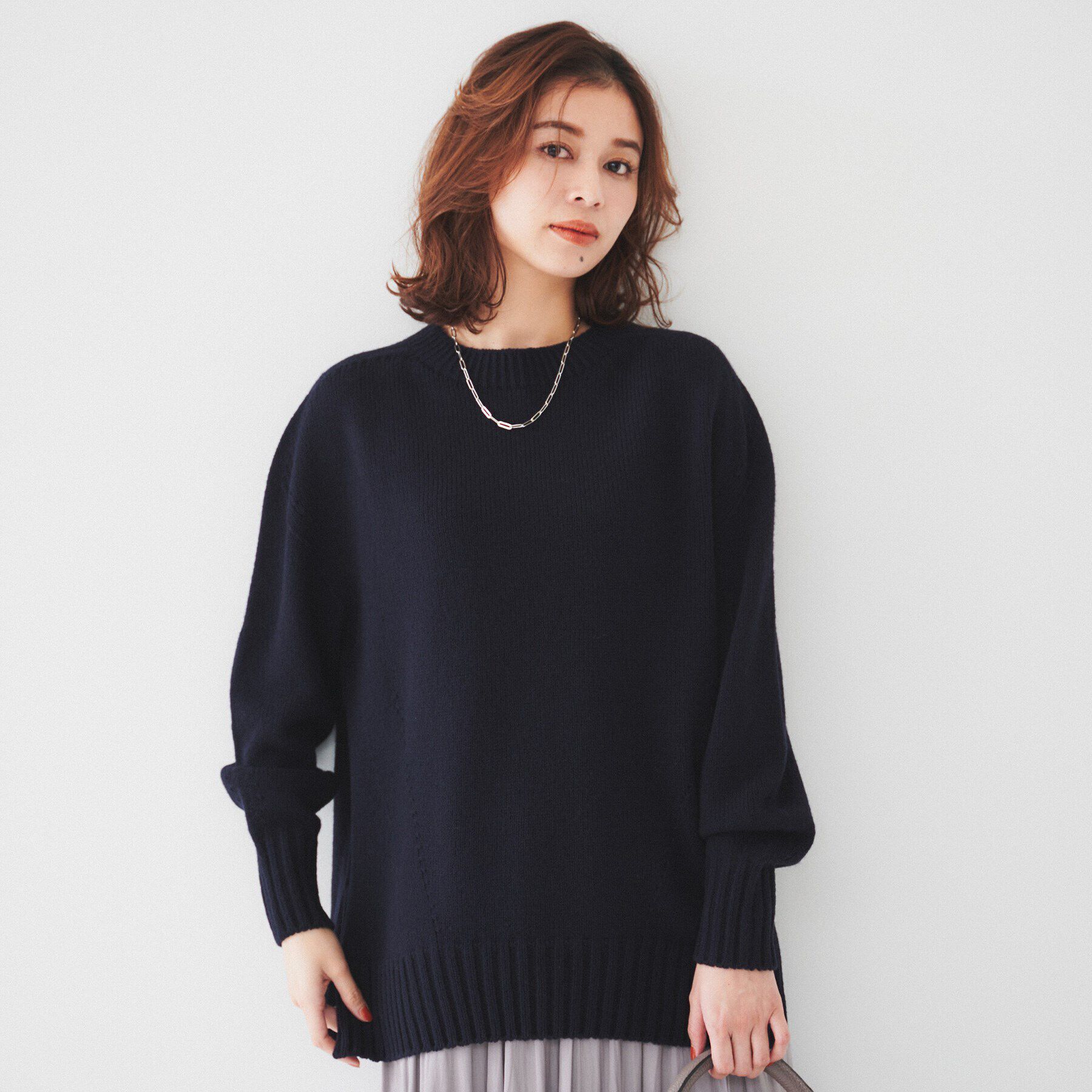 UNTITLED「【洗える/体型カバー】ミドルゲージ ロング丈ニット」|ニット・セーター|