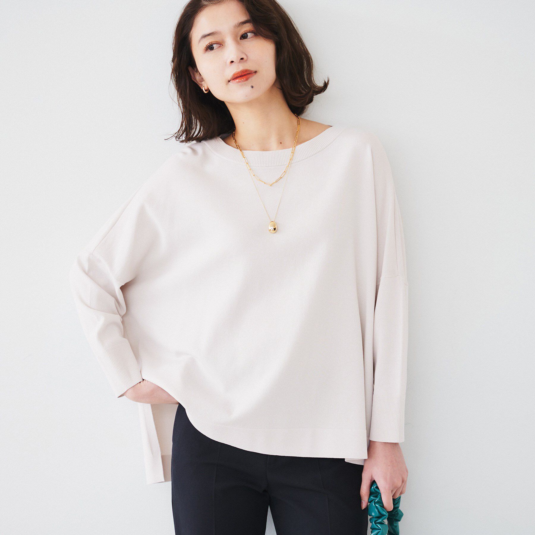 UNTITLED「【体型カバー/透けにくい】ワイドシルエットニット」|ニット・セーター|