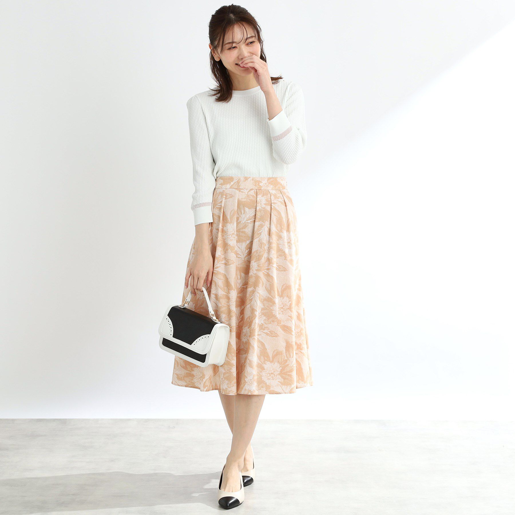 Reflect「【マシンウォッシュ可】デニムフラワーフレアスカート」|スカート|