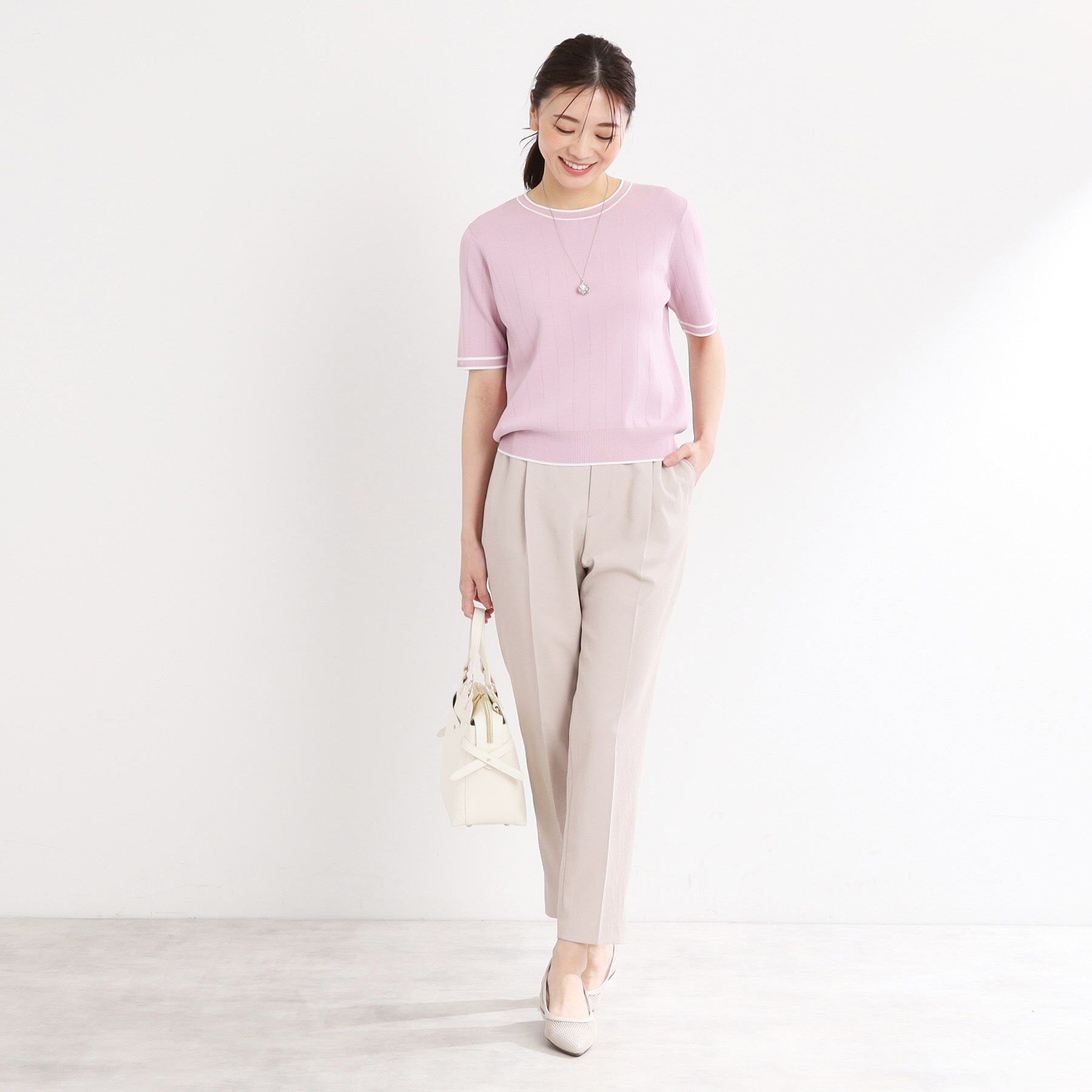 Reflect「【手洗い可／アンサンブル可】五分袖ニット」|ニット・セーター|