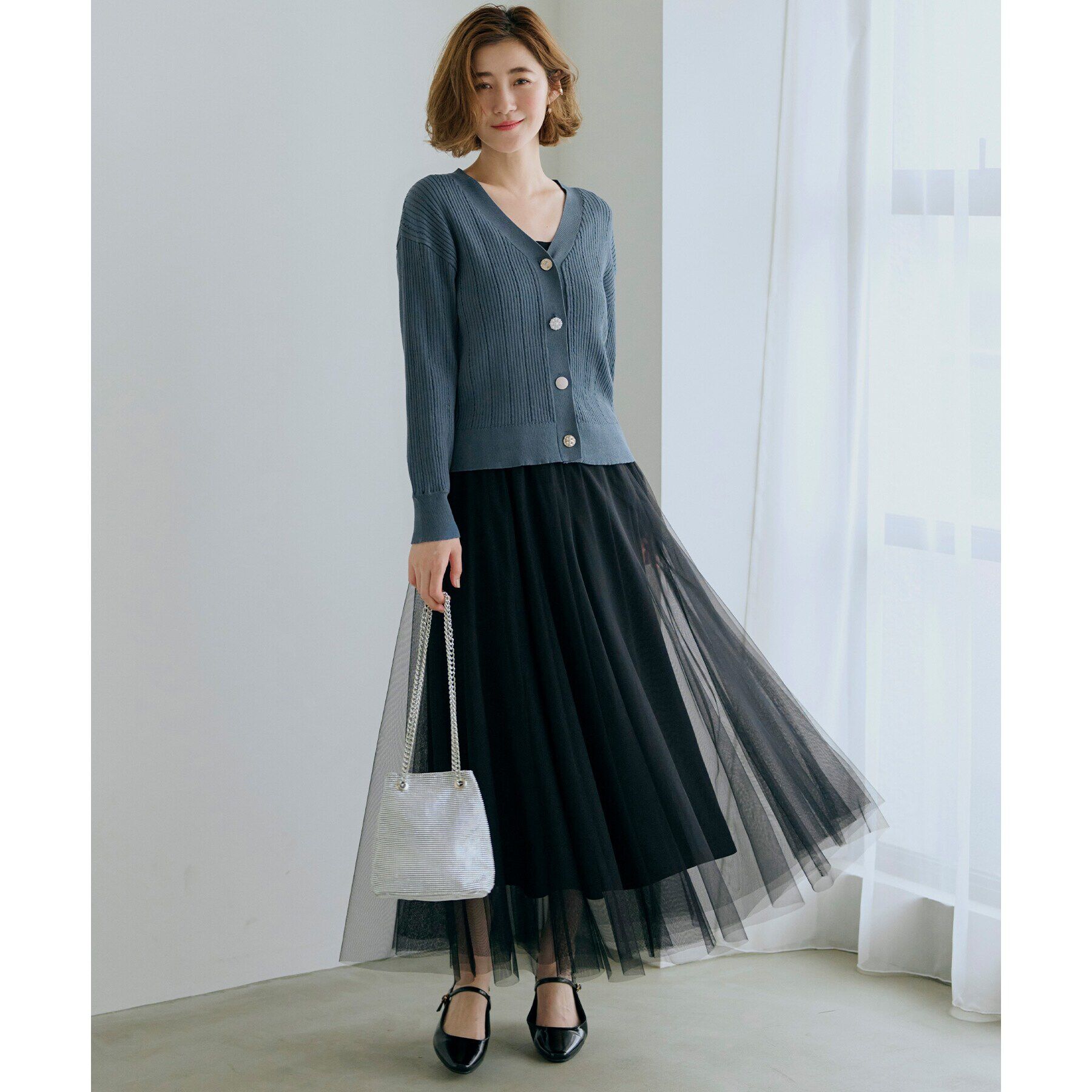 grove「多ボタン透かしニットカーディガン」|カーディガン|