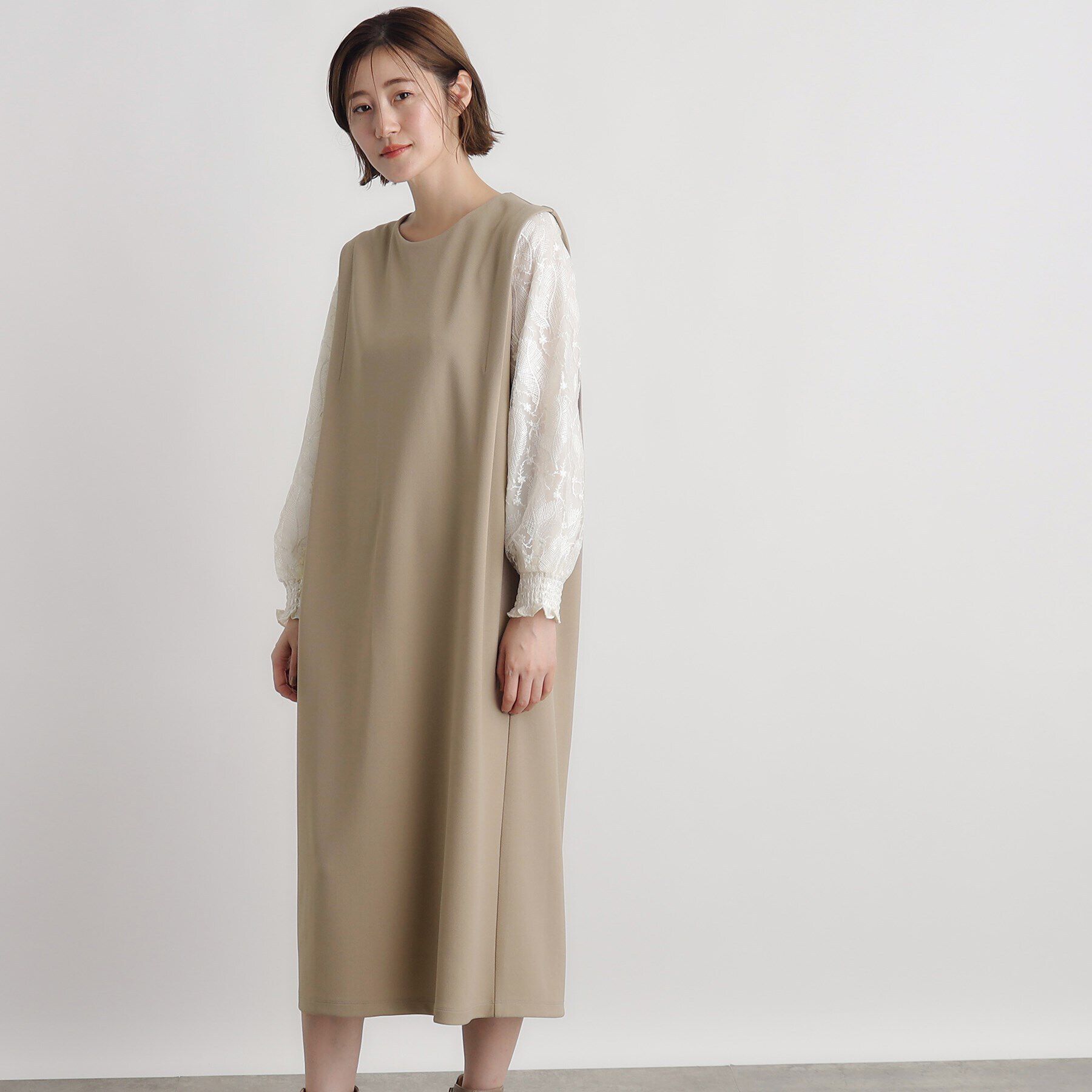 grove「袖スパンコールチュールコンビワンピース」|ワンピース|