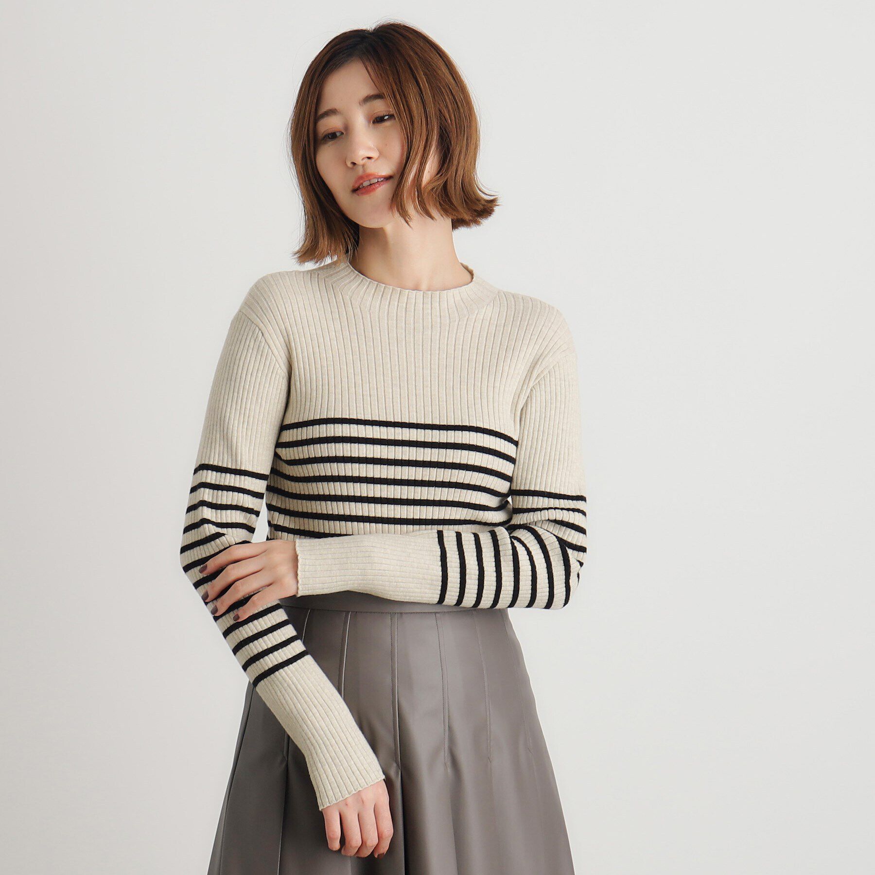 grove「【吸湿発熱／帯電防止】ハイネックリブプルオーバー」|ニット・セーター|