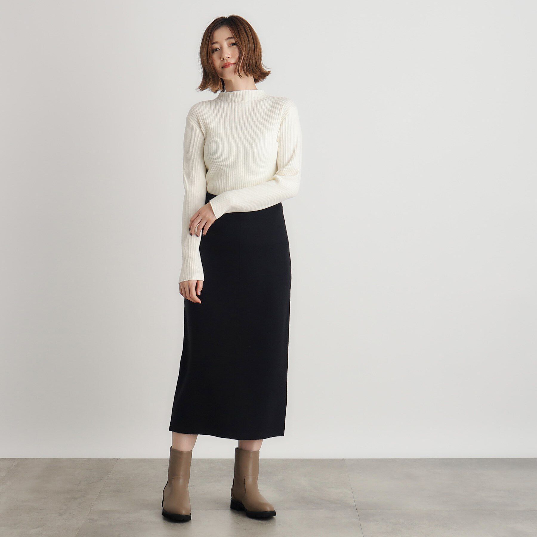 grove「【吸湿発熱／帯電防止】ハイネックリブプルオーバー」|ニット・セーター|