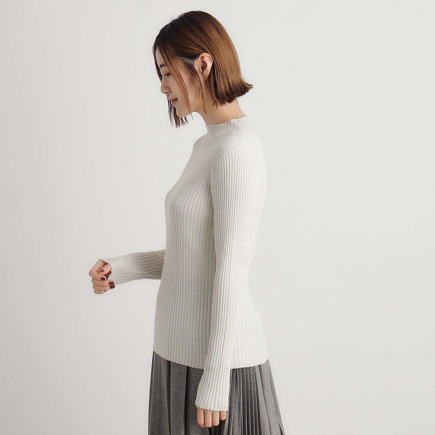 grove「バック釦ラメリブニットプルオーバー」|ニット・セーター|
