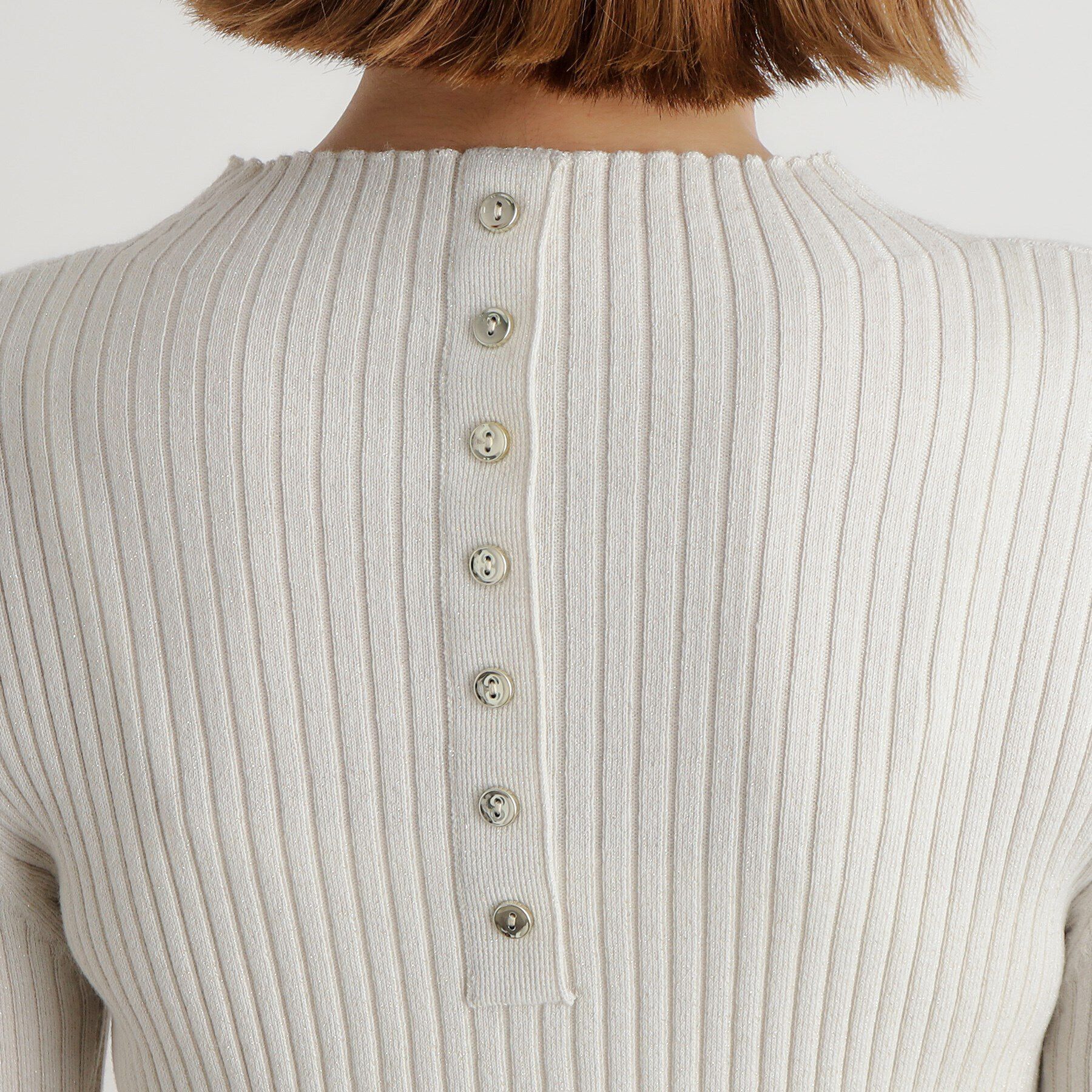 grove「バック釦ラメリブニットプルオーバー」|ニット・セーター|