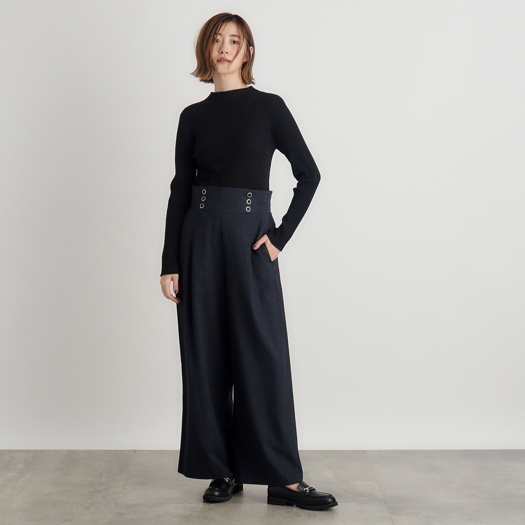 grove「バック釦ラメリブニットプルオーバー」|ニット・セーター|