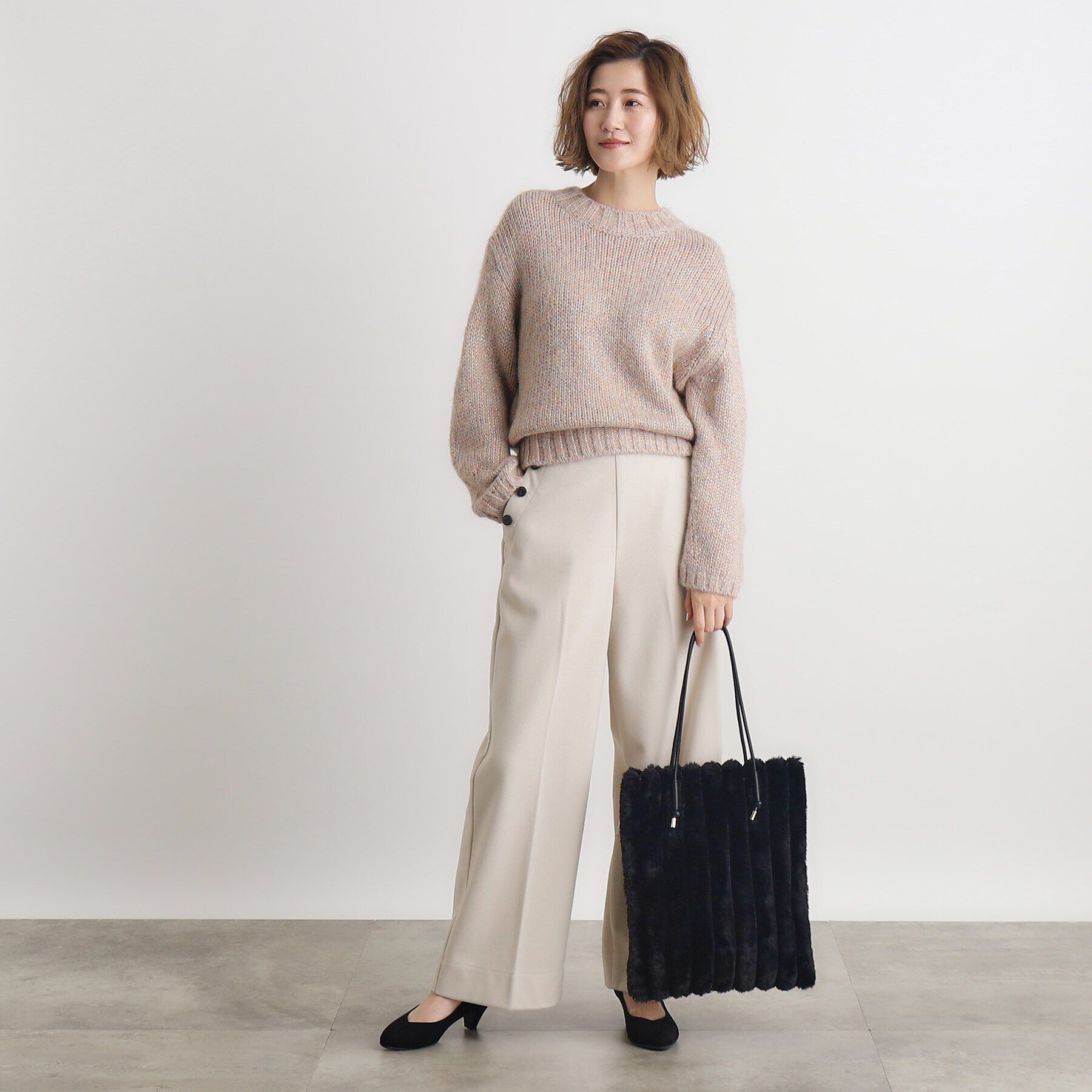 grove「【A4】ノットハンドルストライプエコファートート」|トートバッグ|