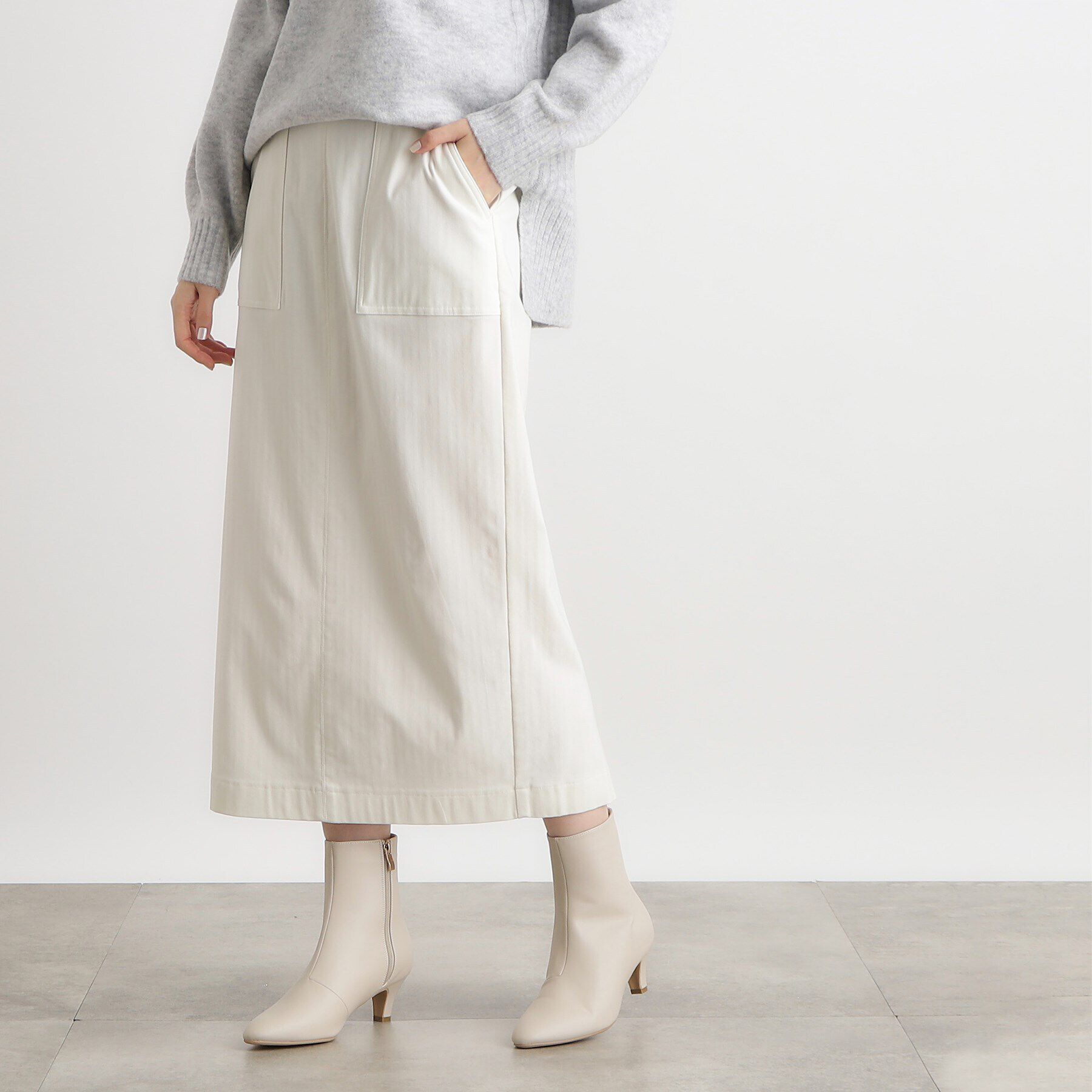 grove「裏起毛ハイパーヘリンボーンタイトスカート」|スカート|オフホワイト(003