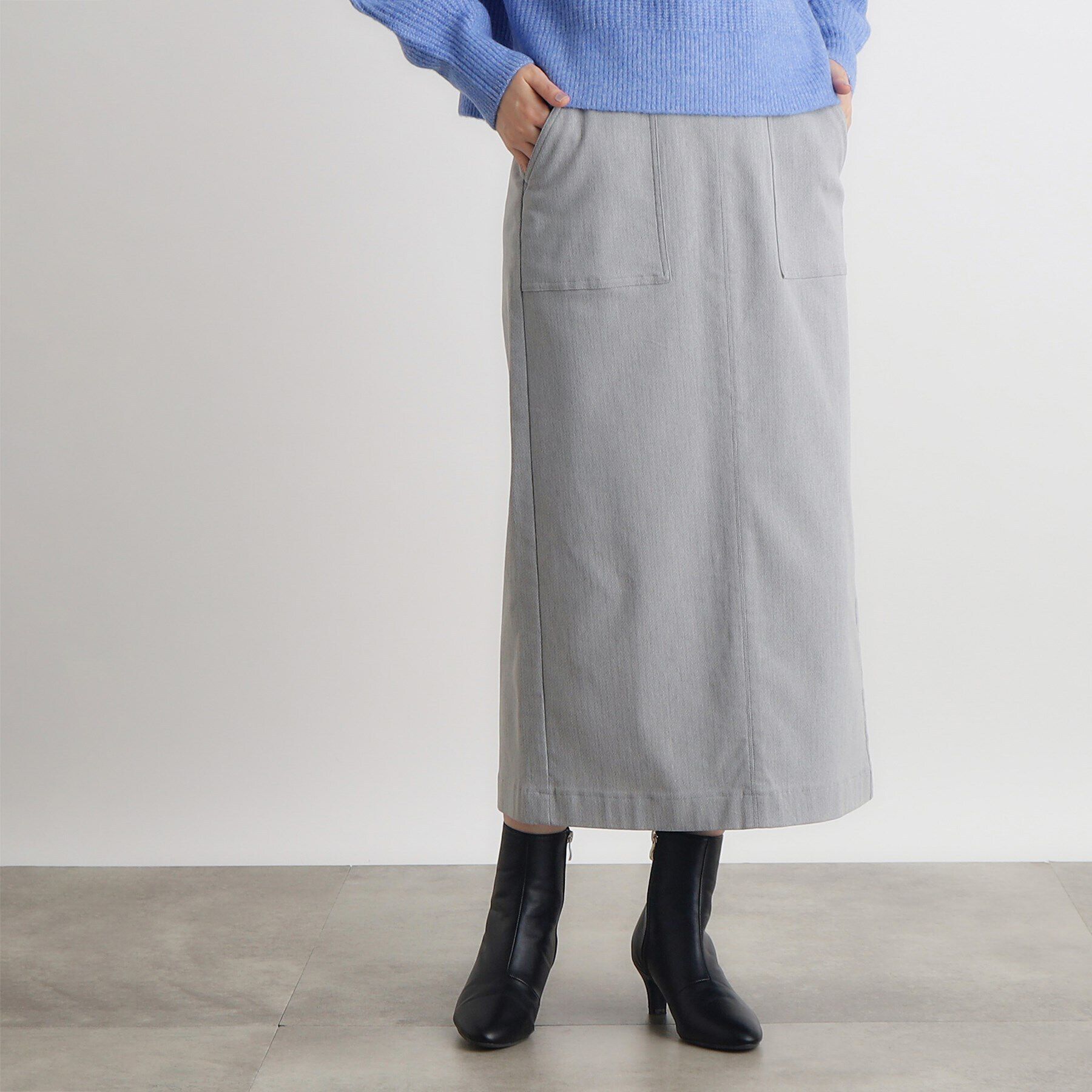 grove「裏起毛ハイパーヘリンボーンタイトスカート」|スカート|グレー(012)