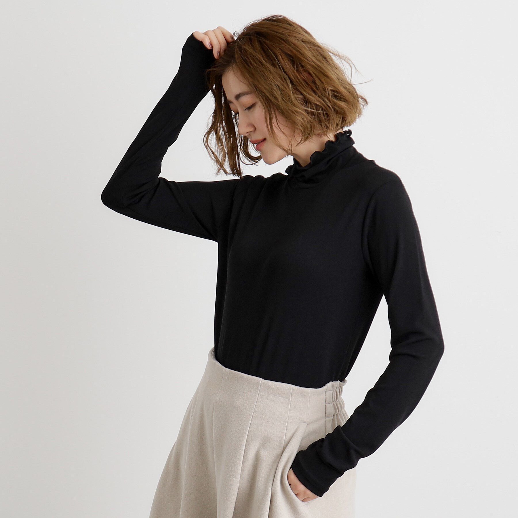 grove「レイヤードシアータートルプルオーバー」|Tシャツ・カットソー|ブラック(019)