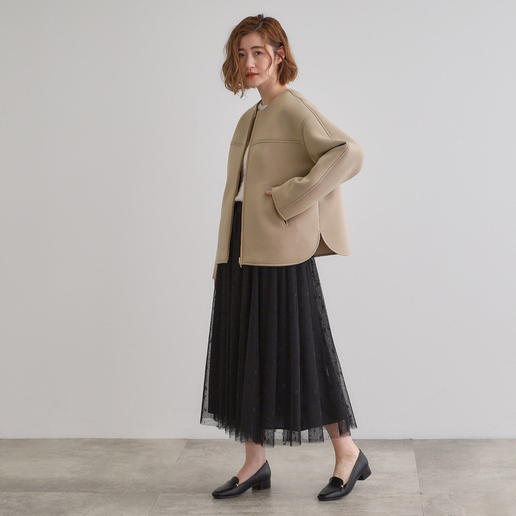 grove「ダンボールジャージパイピングブルゾン」|ブルゾン・スタジャン|