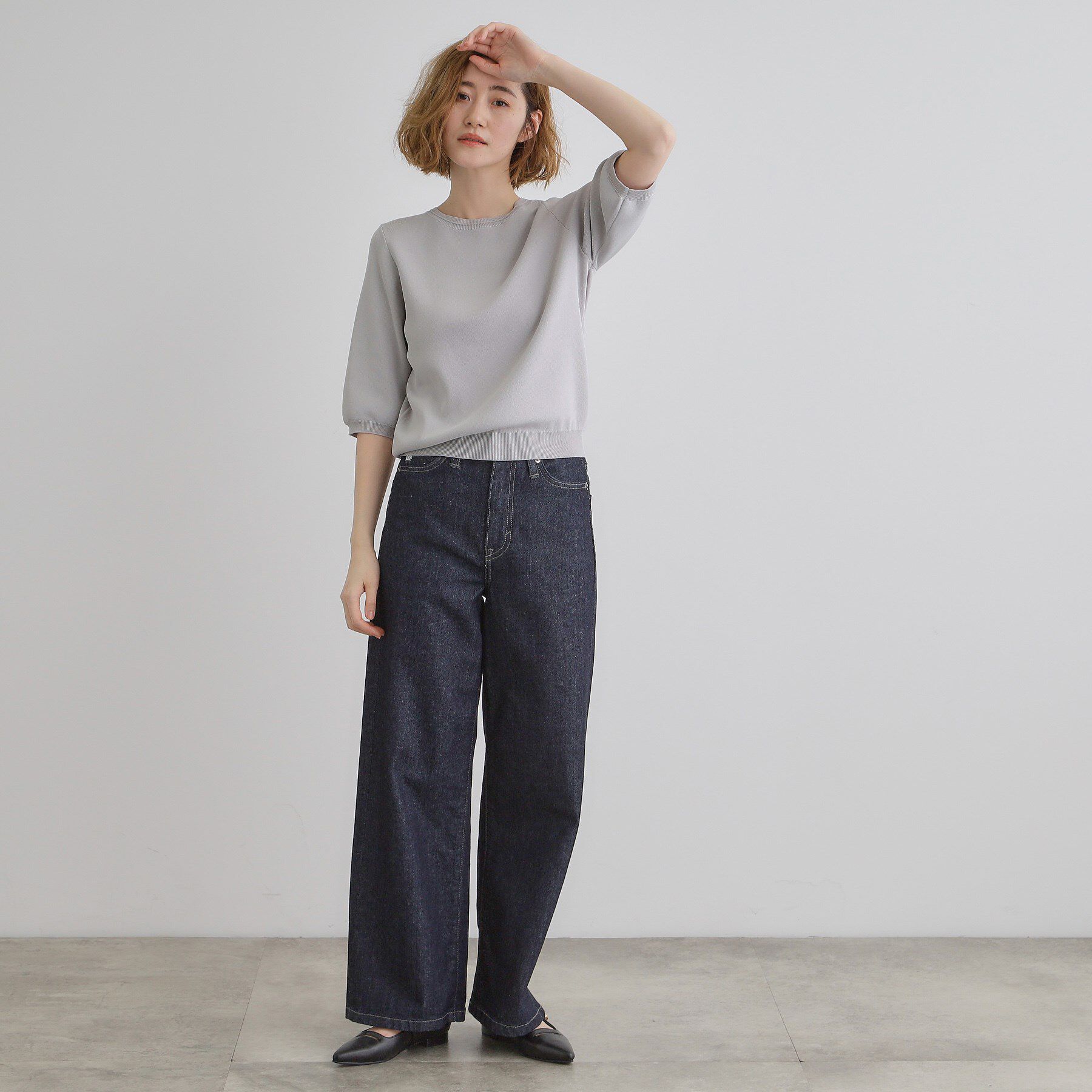 grove「ひんやり多機能・やわらかドライタッチ五分袖プルオーバー」|ニット・セーター|