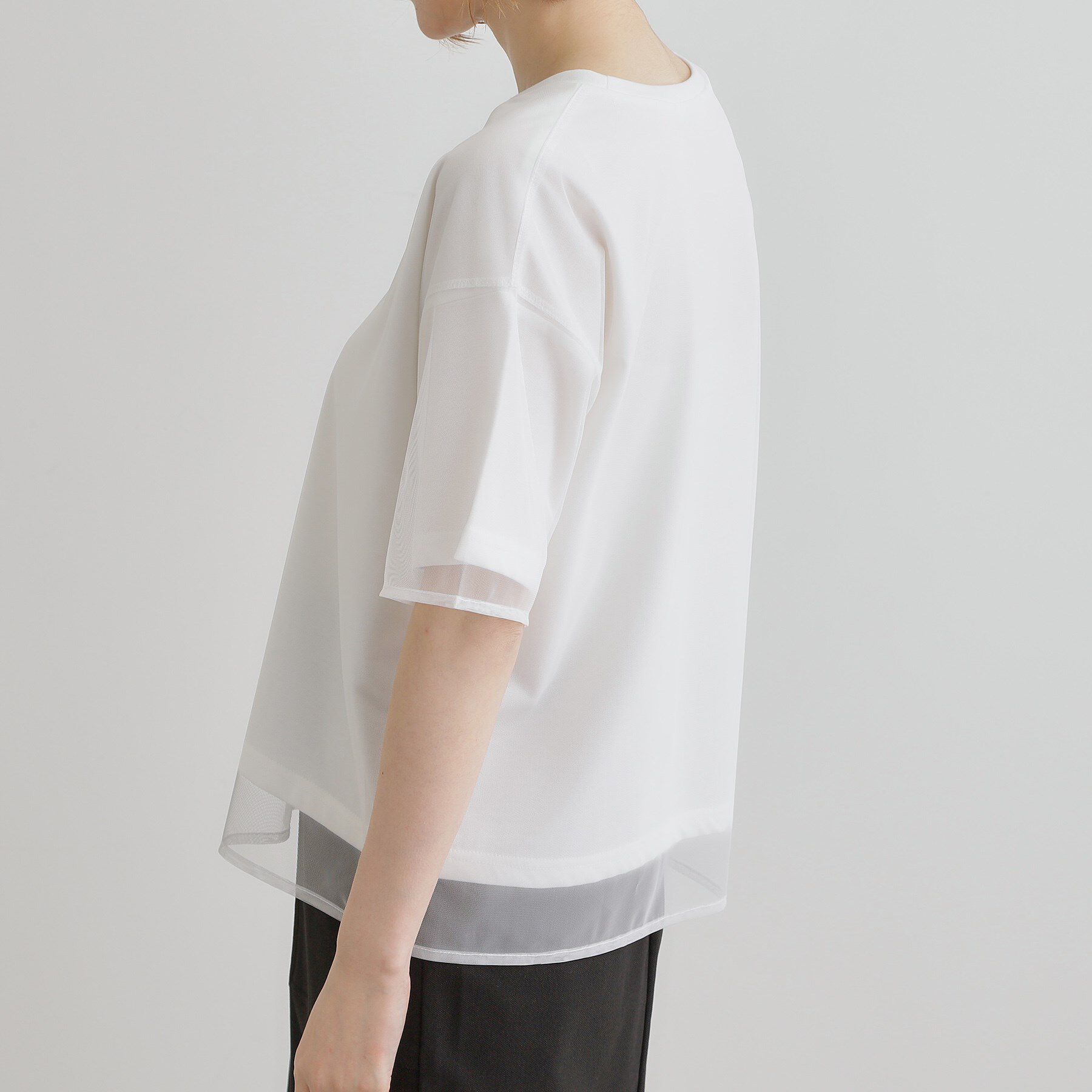 grove「【接触冷感・UVカット】大人のチュールレイヤードTシャツ」|Tシャツ・カットソー|