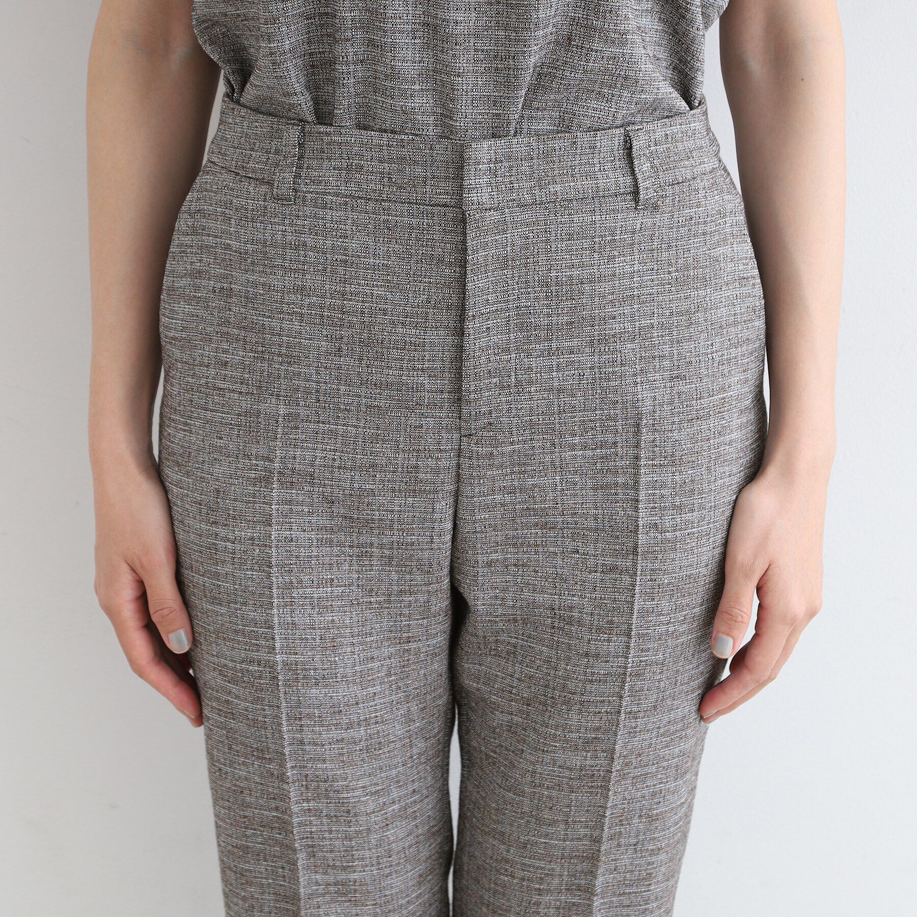 INDIVI「【洗える／日本製／SETUP可能】サマーツィード テーパードパンツ」|スーツ|