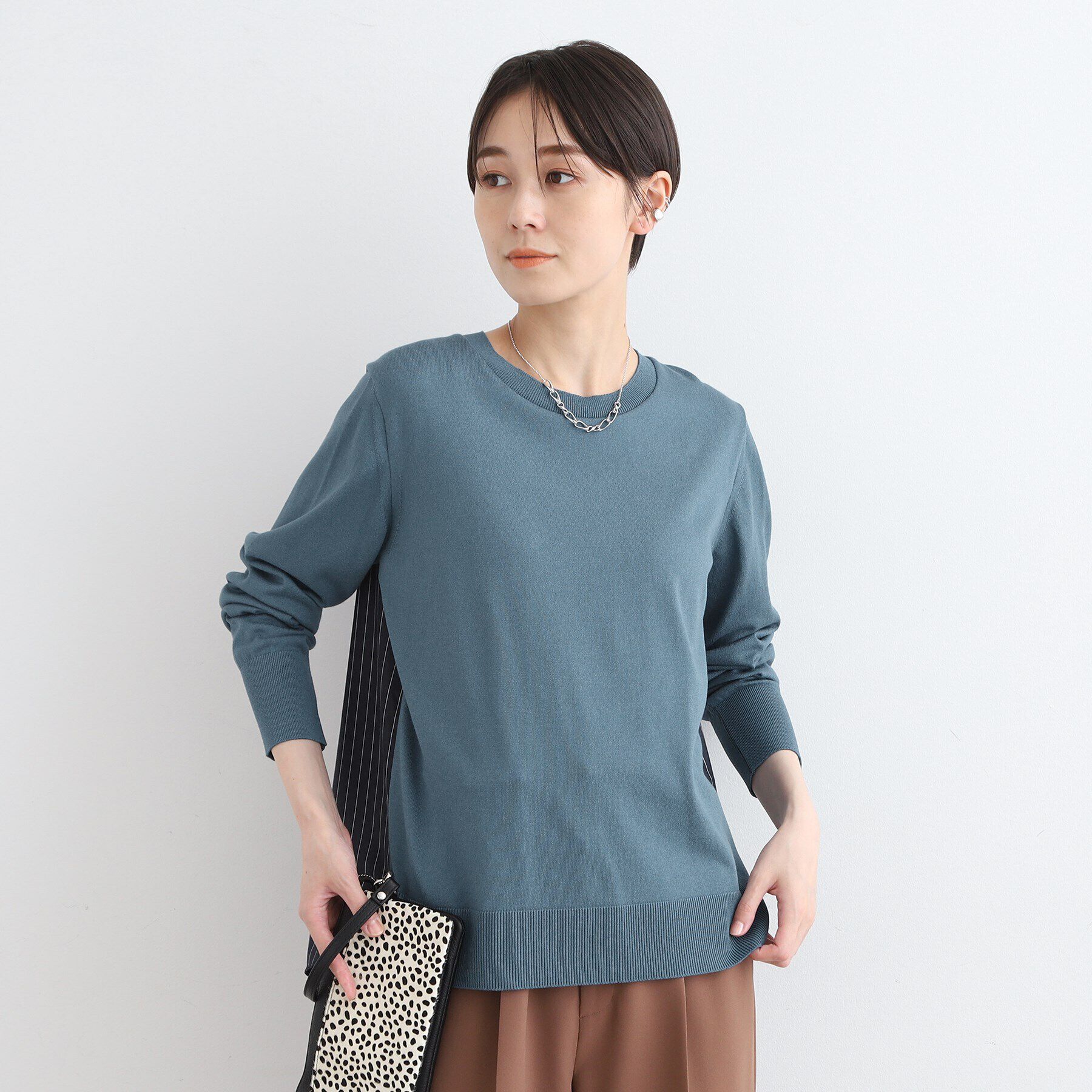 INDIVI「【洗える／バックシャン】ストライプ柄コンビニット」|ニット・セーター|