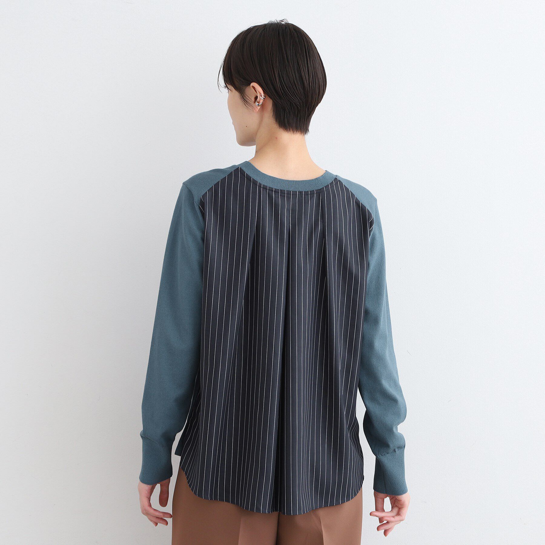 INDIVI「【洗える／バックシャン】ストライプ柄コンビニット」|ニット・セーター|