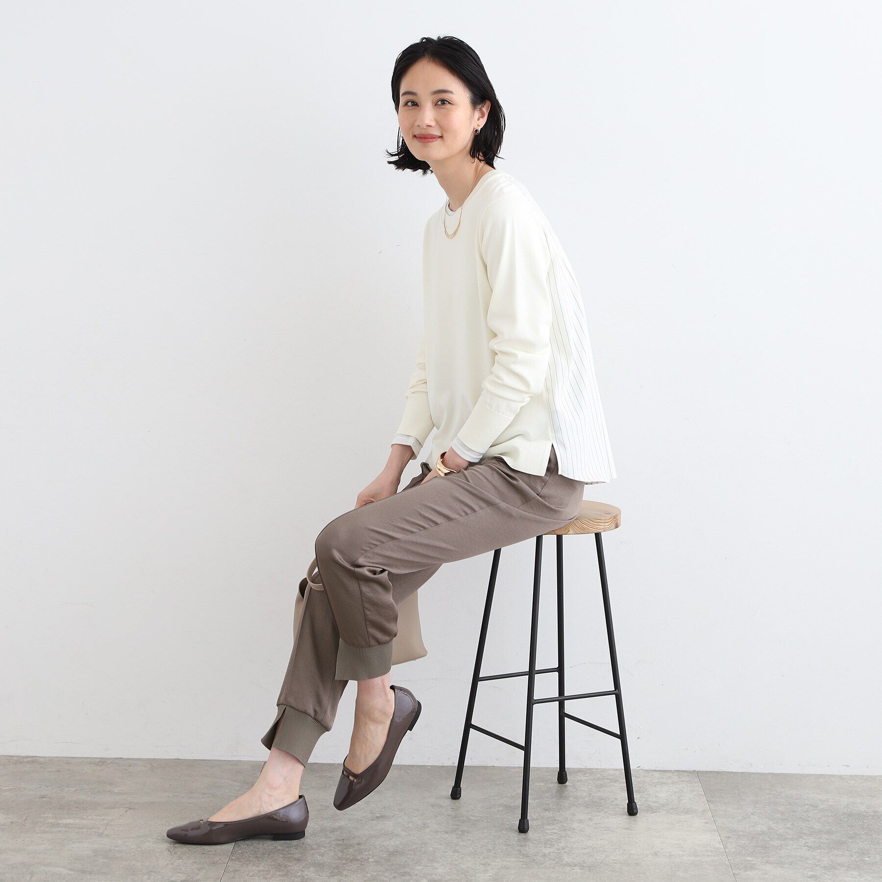 INDIVI「【洗える／バックシャン】ストライプ柄コンビニット」|ニット・セーター|