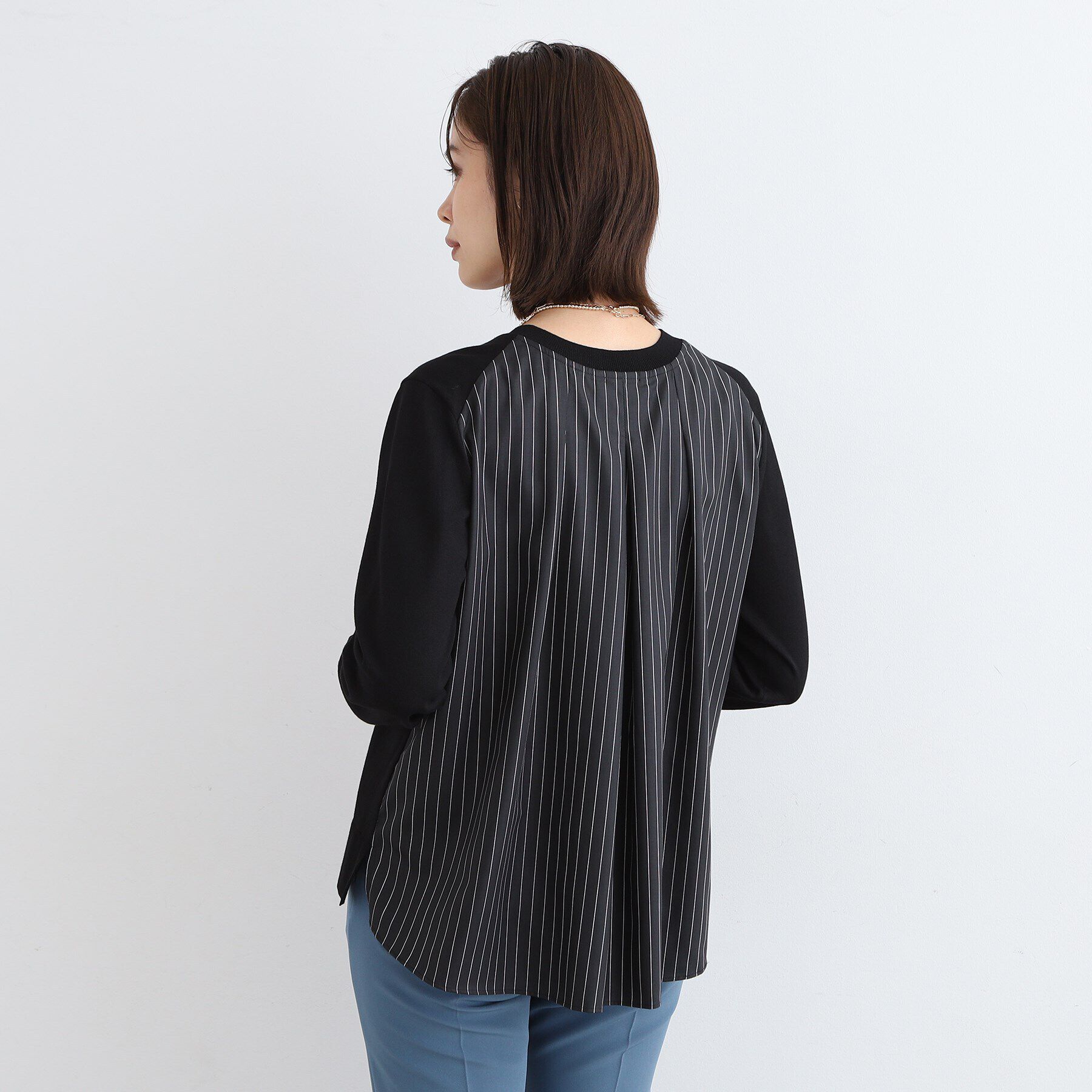 INDIVI「【洗える／バックシャン】ストライプ柄コンビニット」|ニット・セーター|