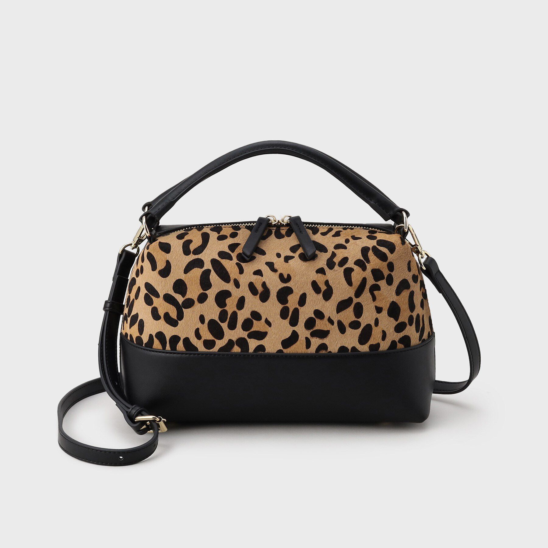 INDIVI「【2WAY】本革ミックス ブロックボストンミドルバッグ」|ボストンバッグ|