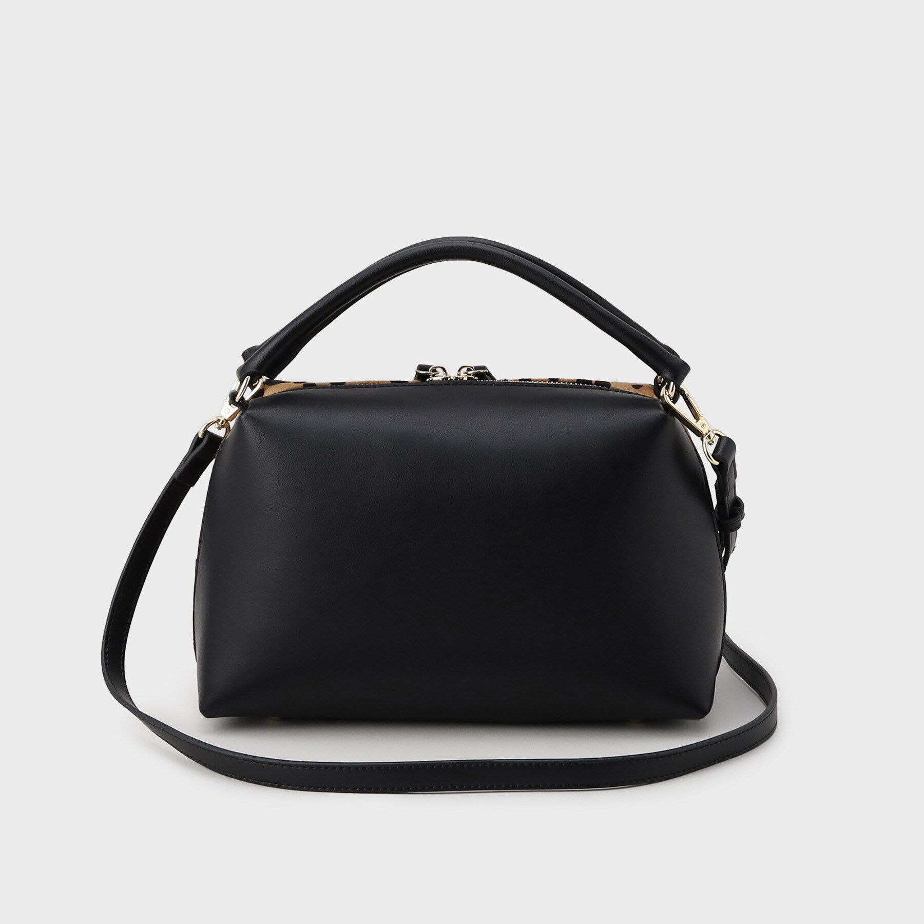 INDIVI「【2WAY】本革ミックス ブロックボストンミドルバッグ」|ボストンバッグ|