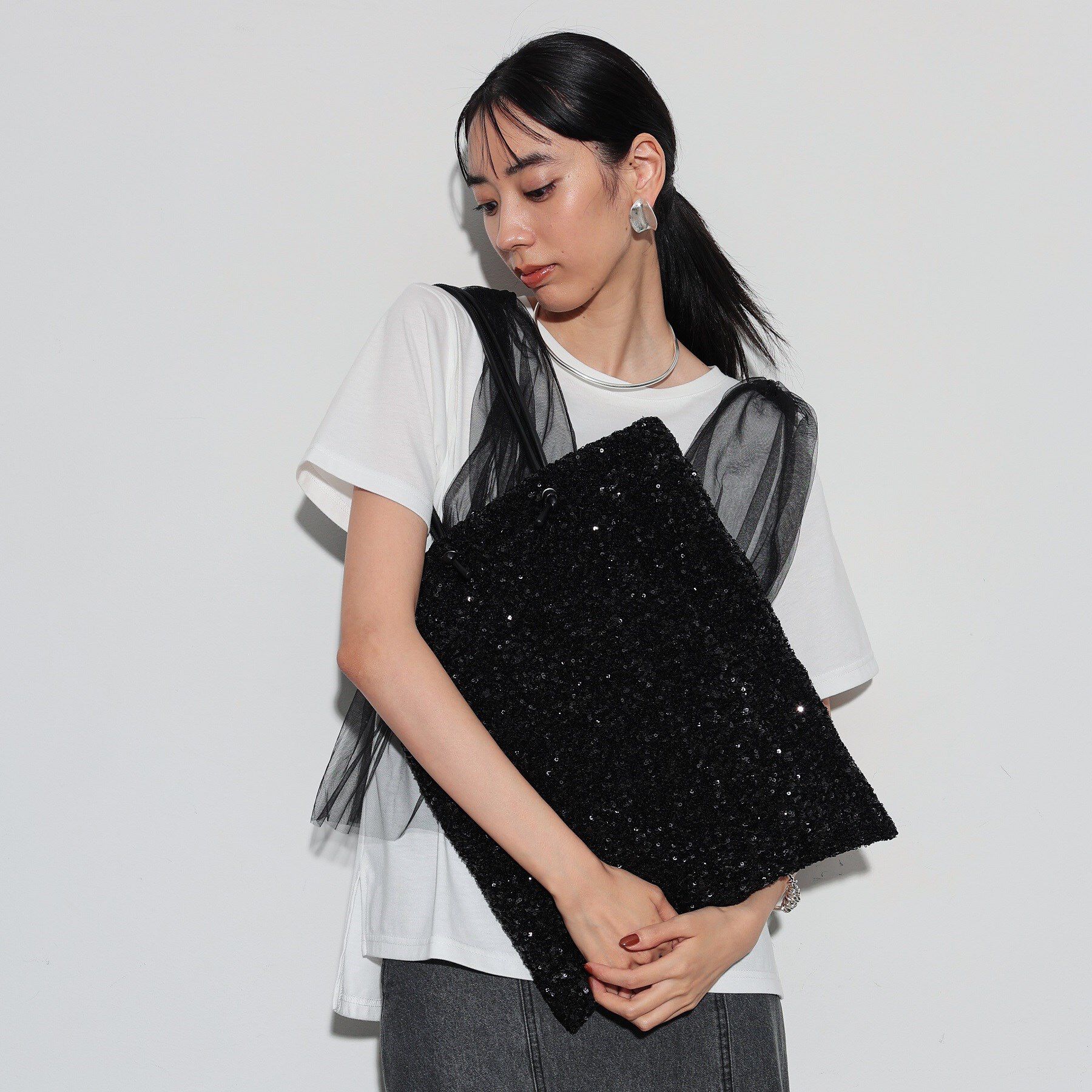 GALLEST「スパンコールトートバック」|トートバッグ|ブラック(019)