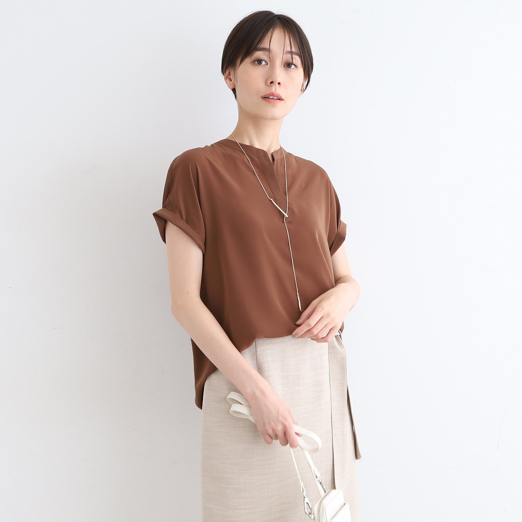 INDIVI「【洗える／SETUP可能】ドレーピースキッパーブラウス」|シャツ・ブラウス|ブラウン(643)