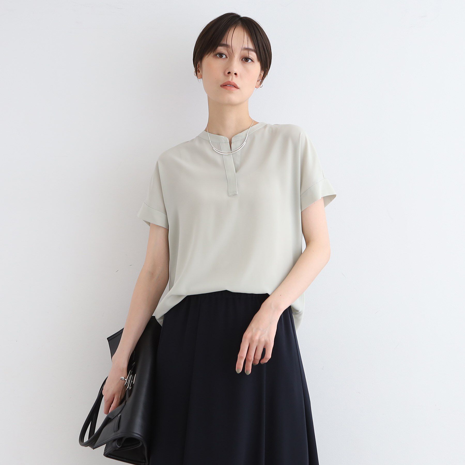 INDIVI「【洗える／SETUP可能】ドレーピースキッパーブラウス」|シャツ・ブラウス|グレージュ(650)