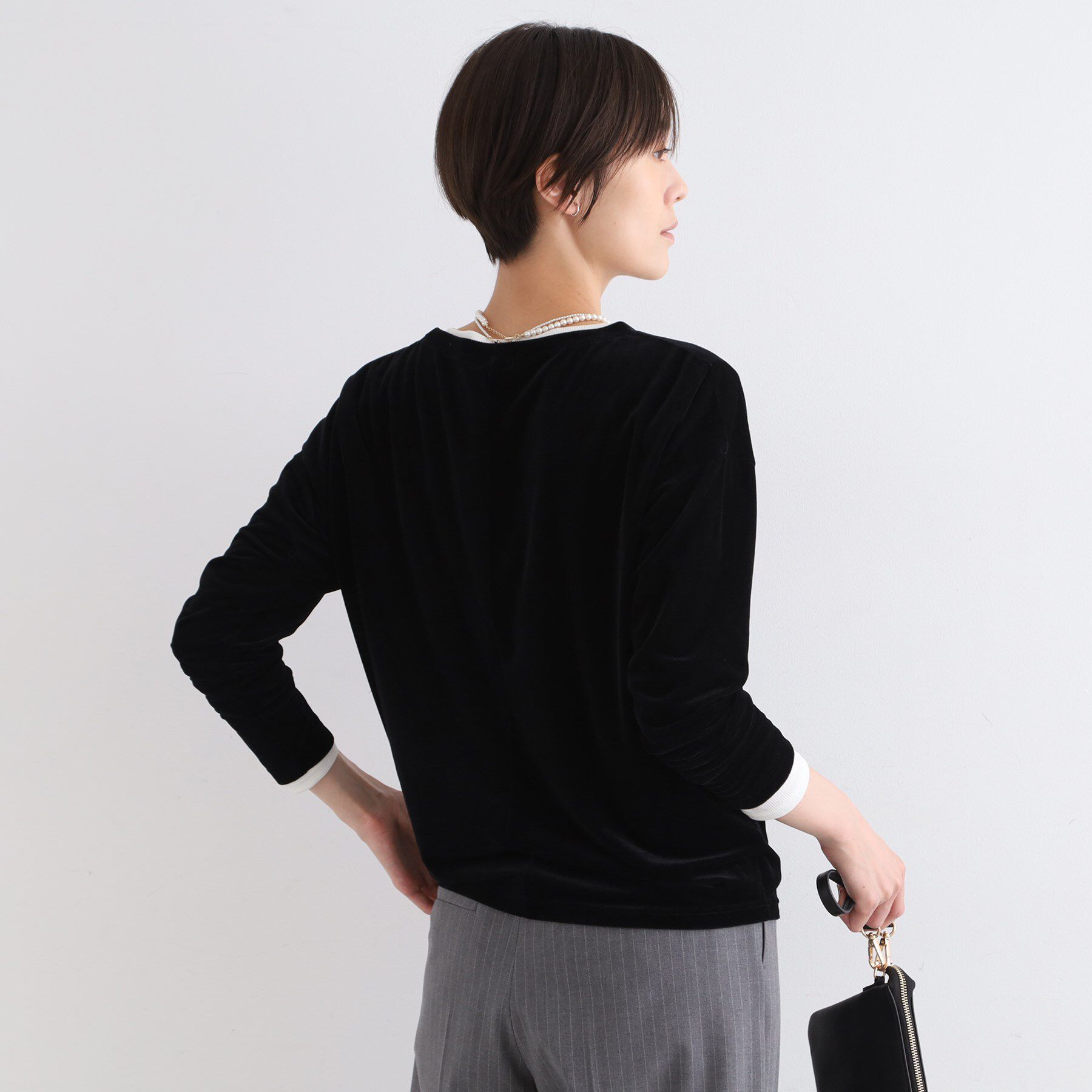 INDIVI「【洗える】コンパクトベロアカットソー」|Tシャツ・カットソー|