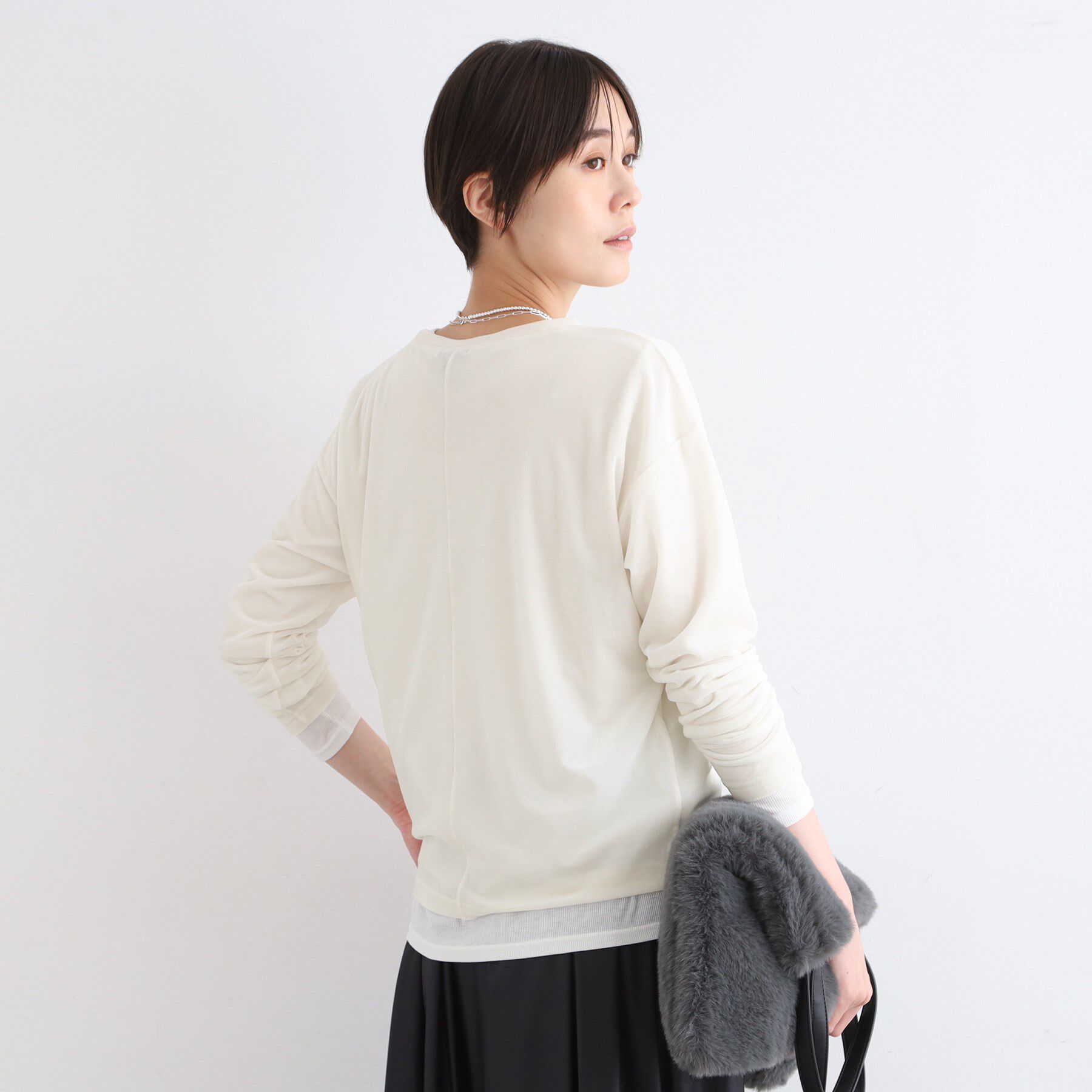 INDIVI「【洗える】コンパクトベロアカットソー」|Tシャツ・カットソー|