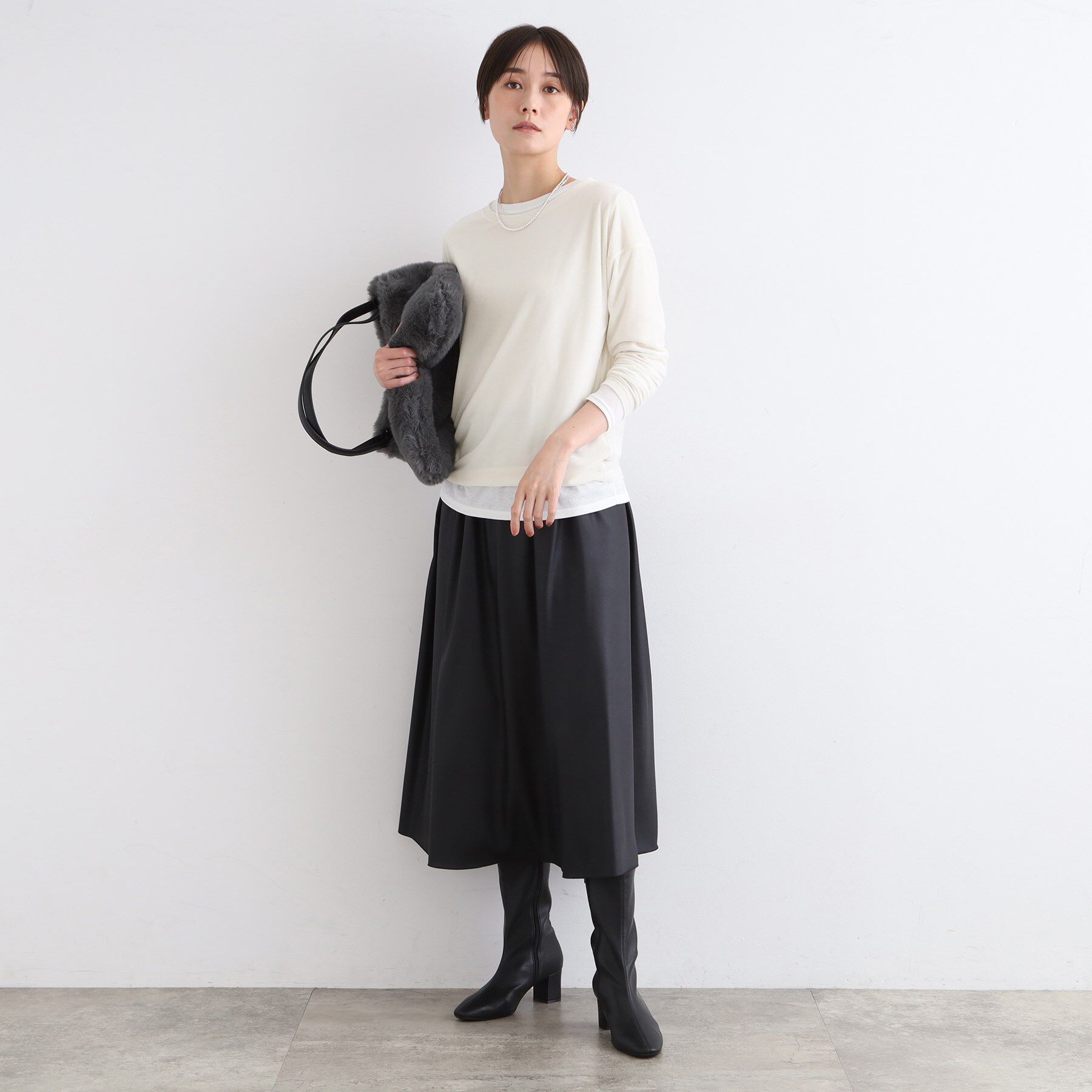 INDIVI「【洗える】コンパクトベロアカットソー」|Tシャツ・カットソー|