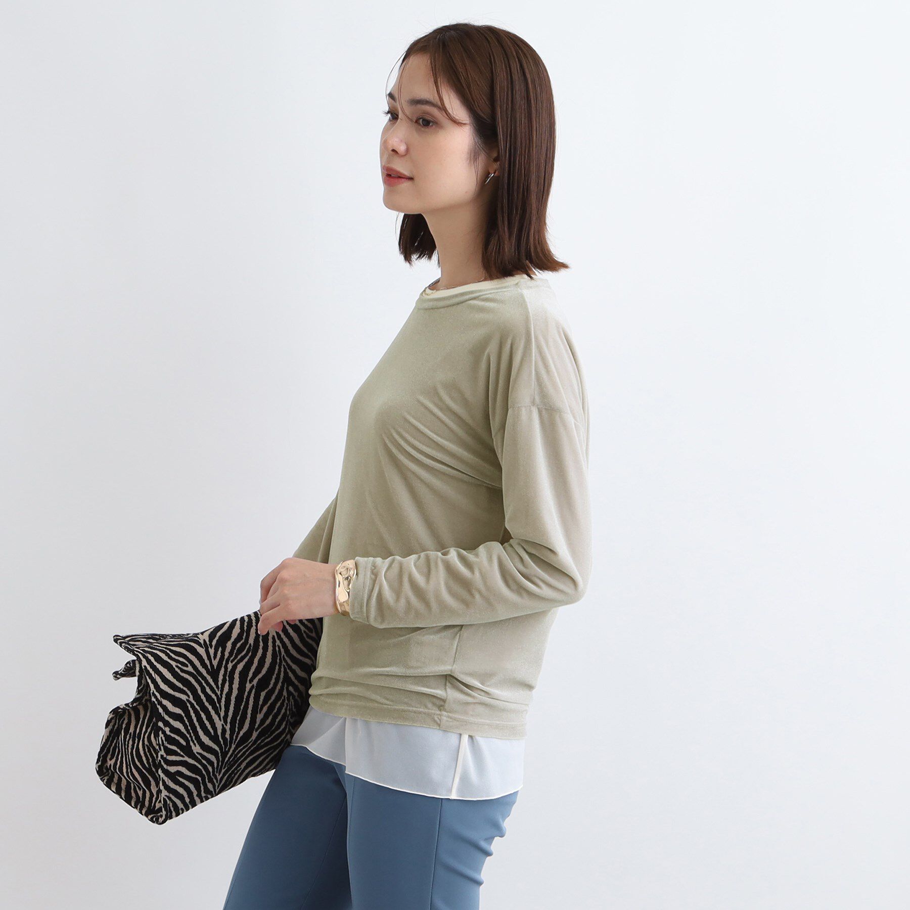 INDIVI「【洗える】コンパクトベロアカットソー」|Tシャツ・カットソー|