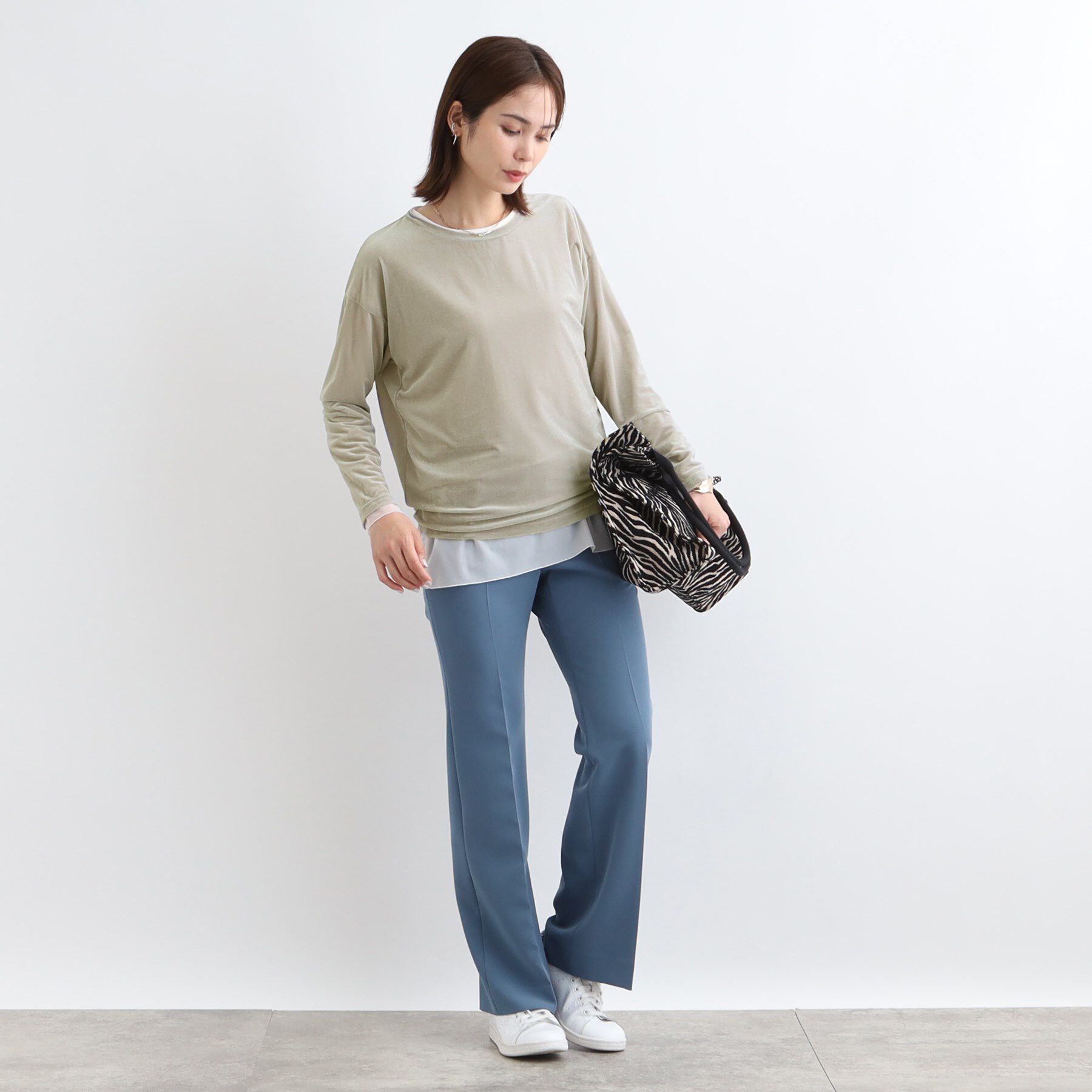 INDIVI「【洗える】コンパクトベロアカットソー」|Tシャツ・カットソー|