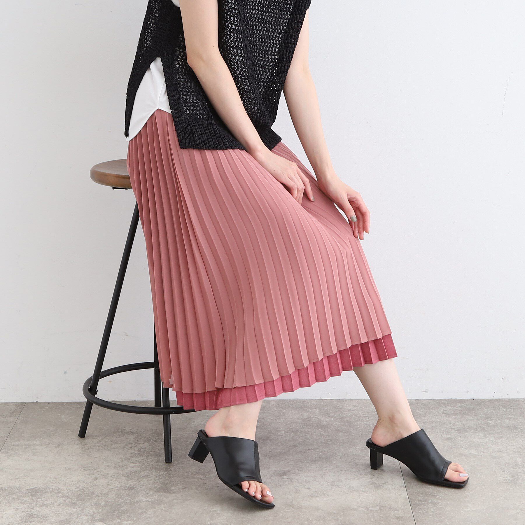 INDIVI「【洗える／リバーシブル】シフォンプリーツ スカート」|スカート|