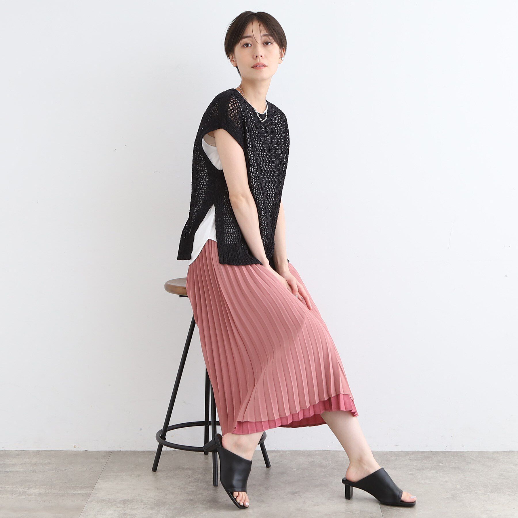 INDIVI「【洗える／リバーシブル】シフォンプリーツ スカート」|スカート|