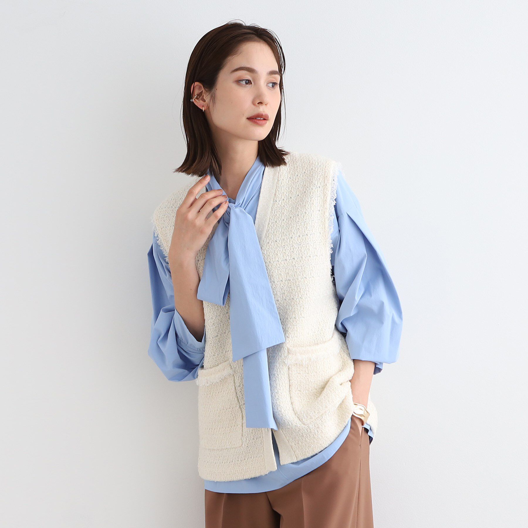 INDIVI「【トレンド】ツィードジレニット」|ベスト・ジレ|