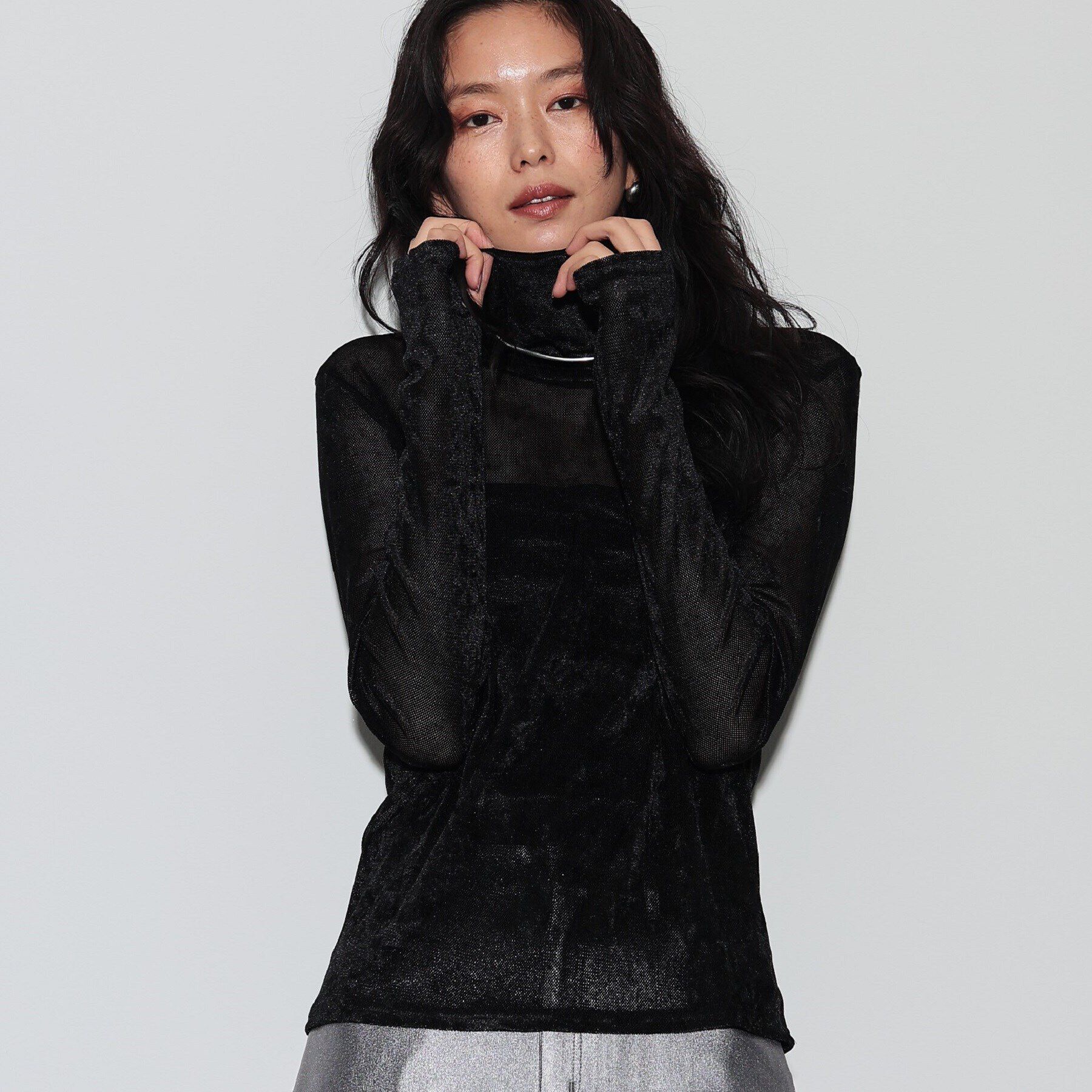 GALLEST「フロッキーチュールシアートップス」|Tシャツ・カットソー|ブラック(019)