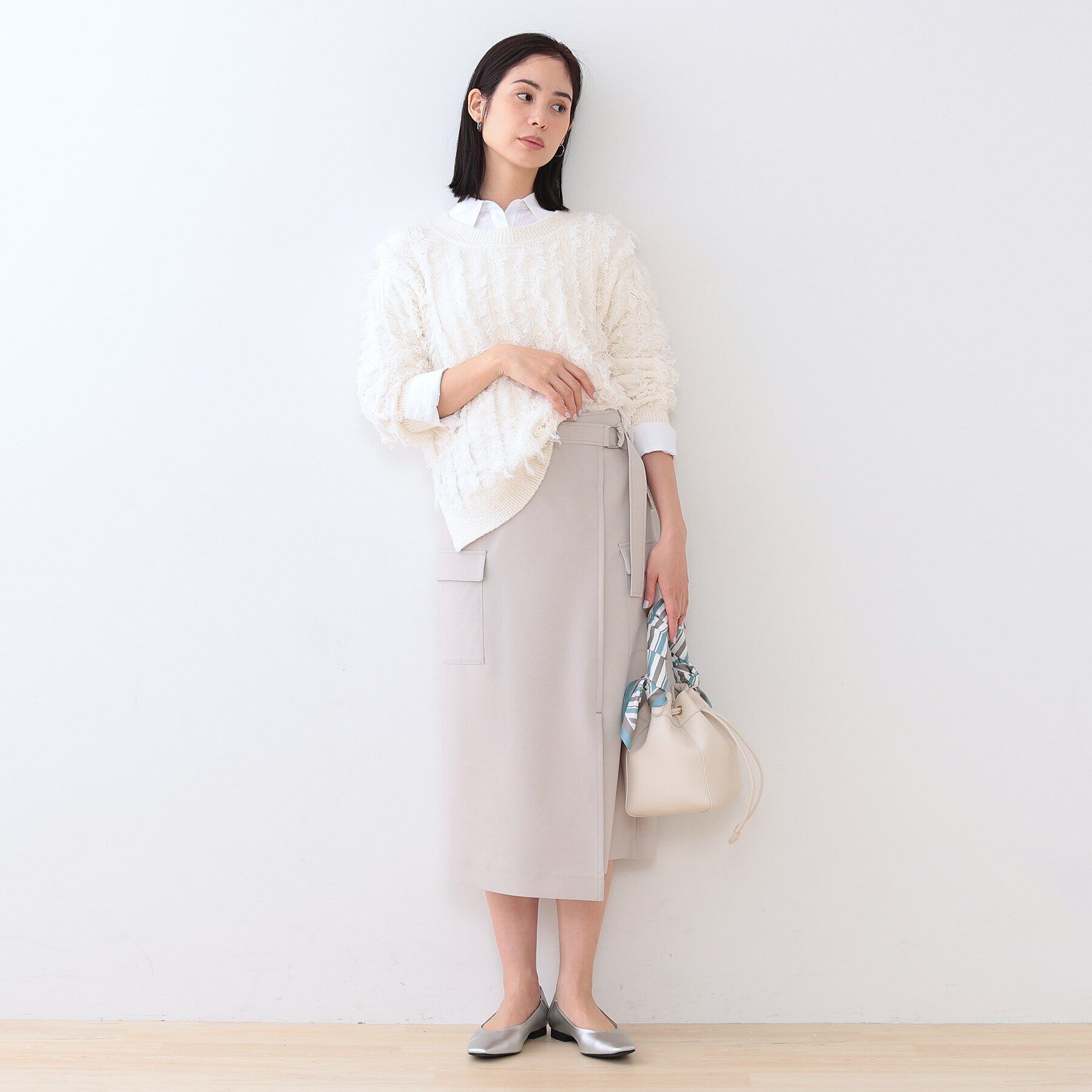 INDIVI「【洗える】フリンジ ジャカードニット」|ニット・セーター|