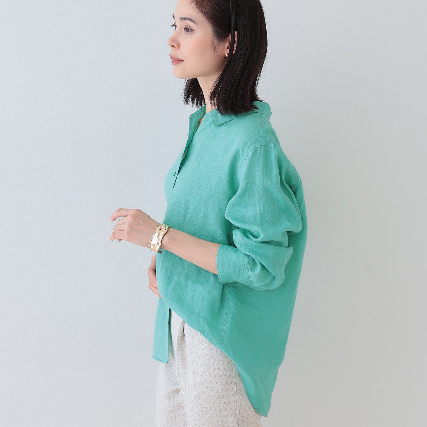 INDIVI「【毎年人気！／フレンチリネン】ベーシックシャツ」|シャツ・ブラウス|