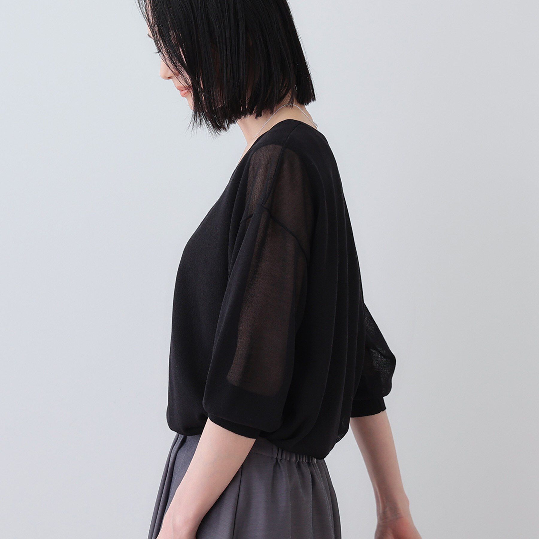 INDIVI「【洗える／シアーラメ】レイヤード風ニット」|ニット・セーター|