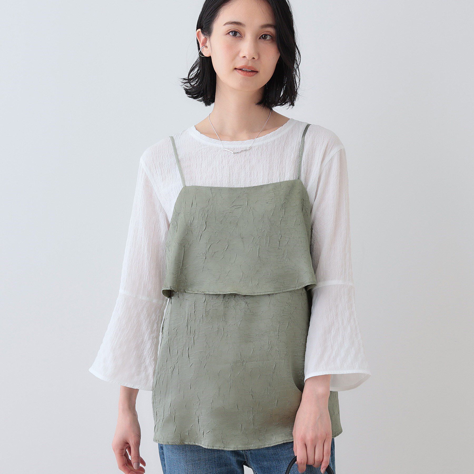 INDIVI「【2点セット／洗える】カセット服 キャミ＆ブラウス セットトップス」|その他|