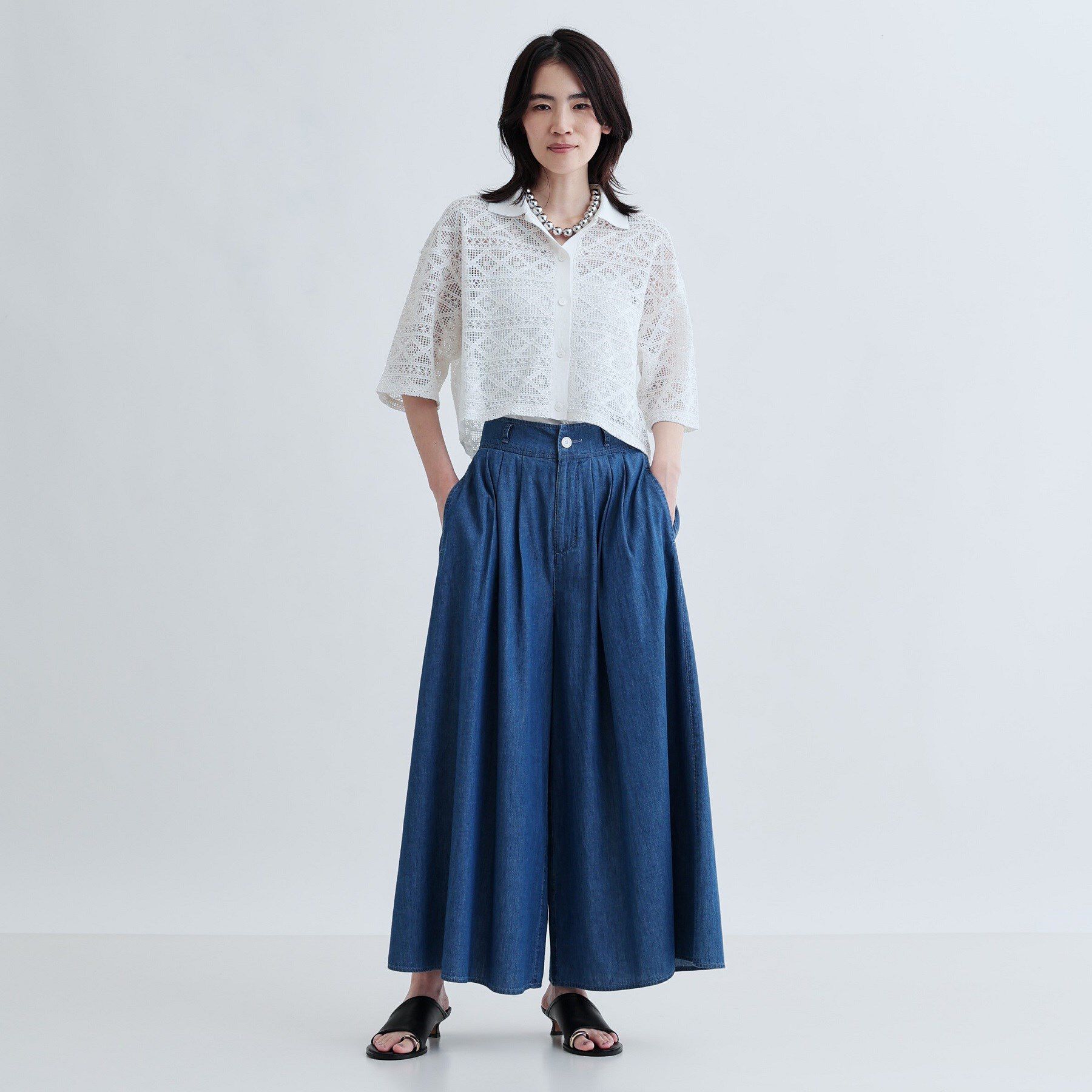 GALLEST「ハーフスリーブレースポロ」|シャツ・ブラウス|