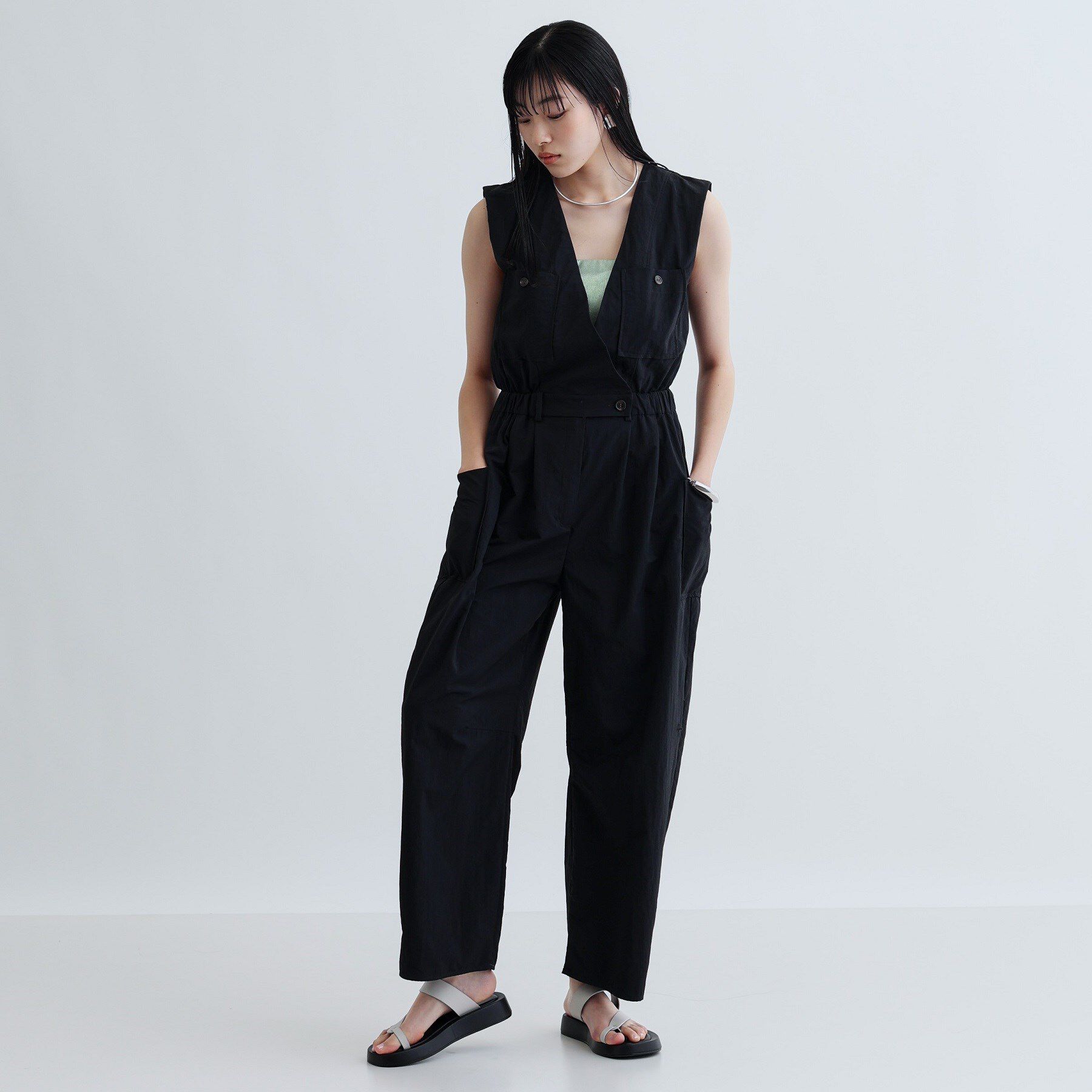 GALLEST「Vネックオーバーオール」|オールインワン|