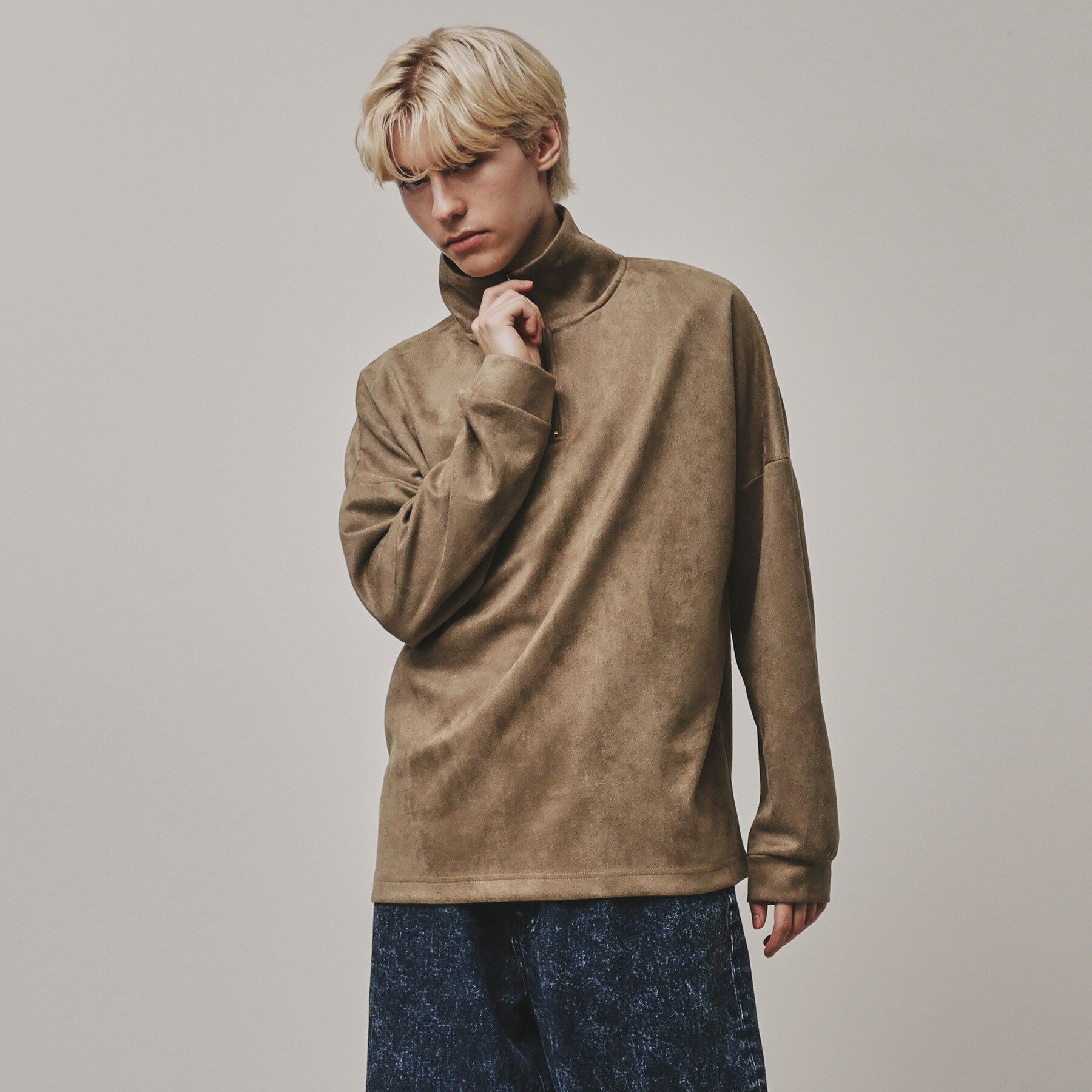 tk.TAKEO KIKUCHI「スエード調プチドルマンハーフジップカットソー」|Tシャツ・カットソー|