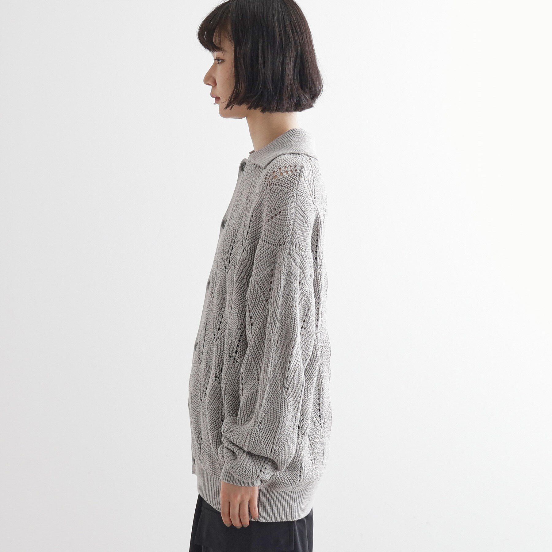 tk.TAKEO KIKUCHI「リーフジャカードニットシャツポロ」|カーディガン|